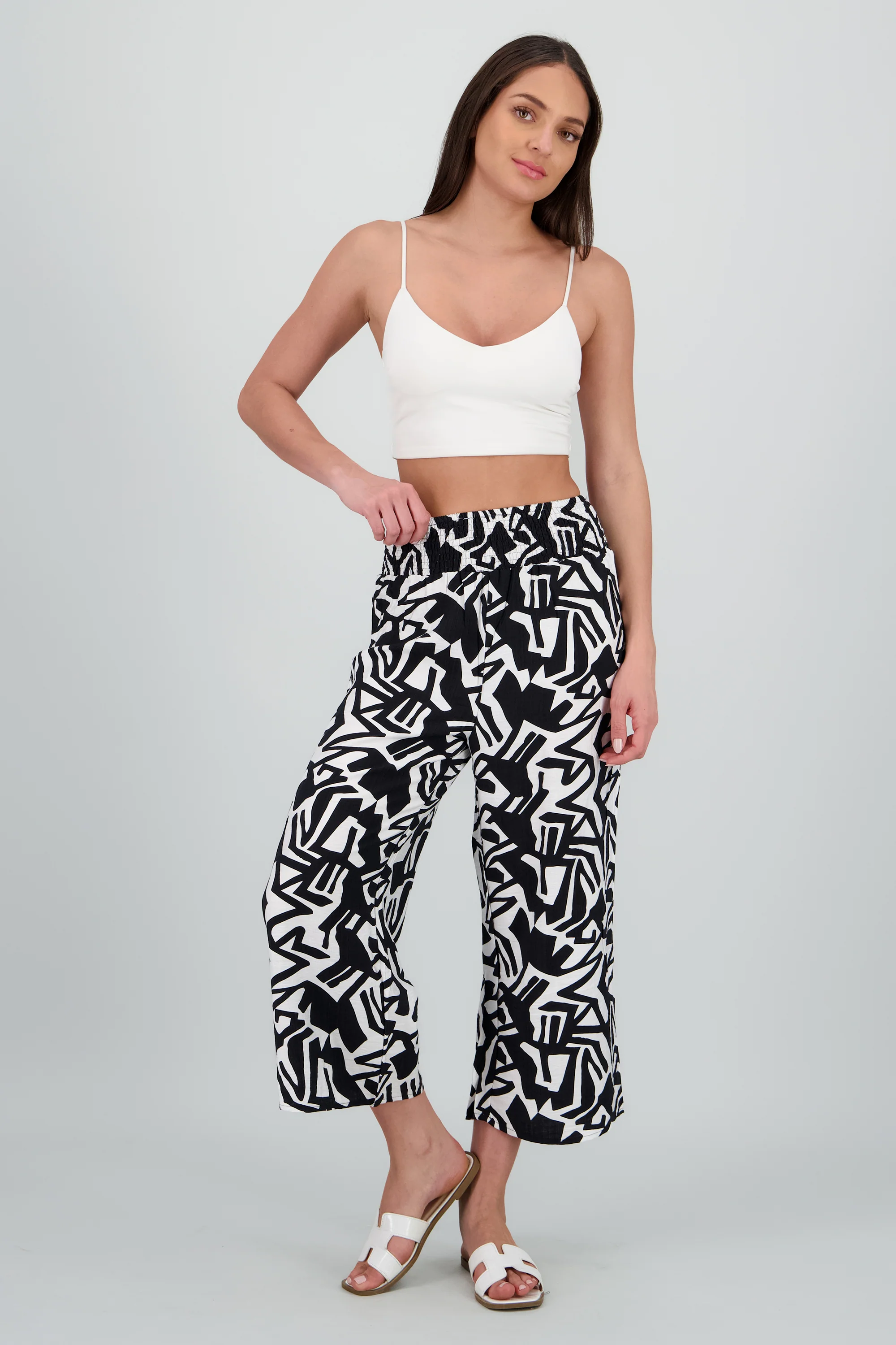 Pantalones estampados resorte en pretina
