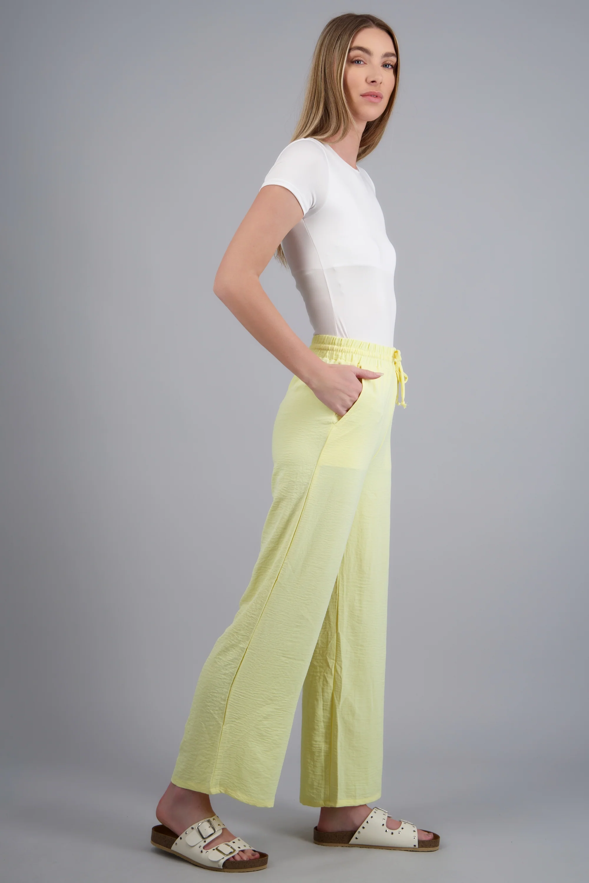 Pantalones lisos con jareta - Image 2