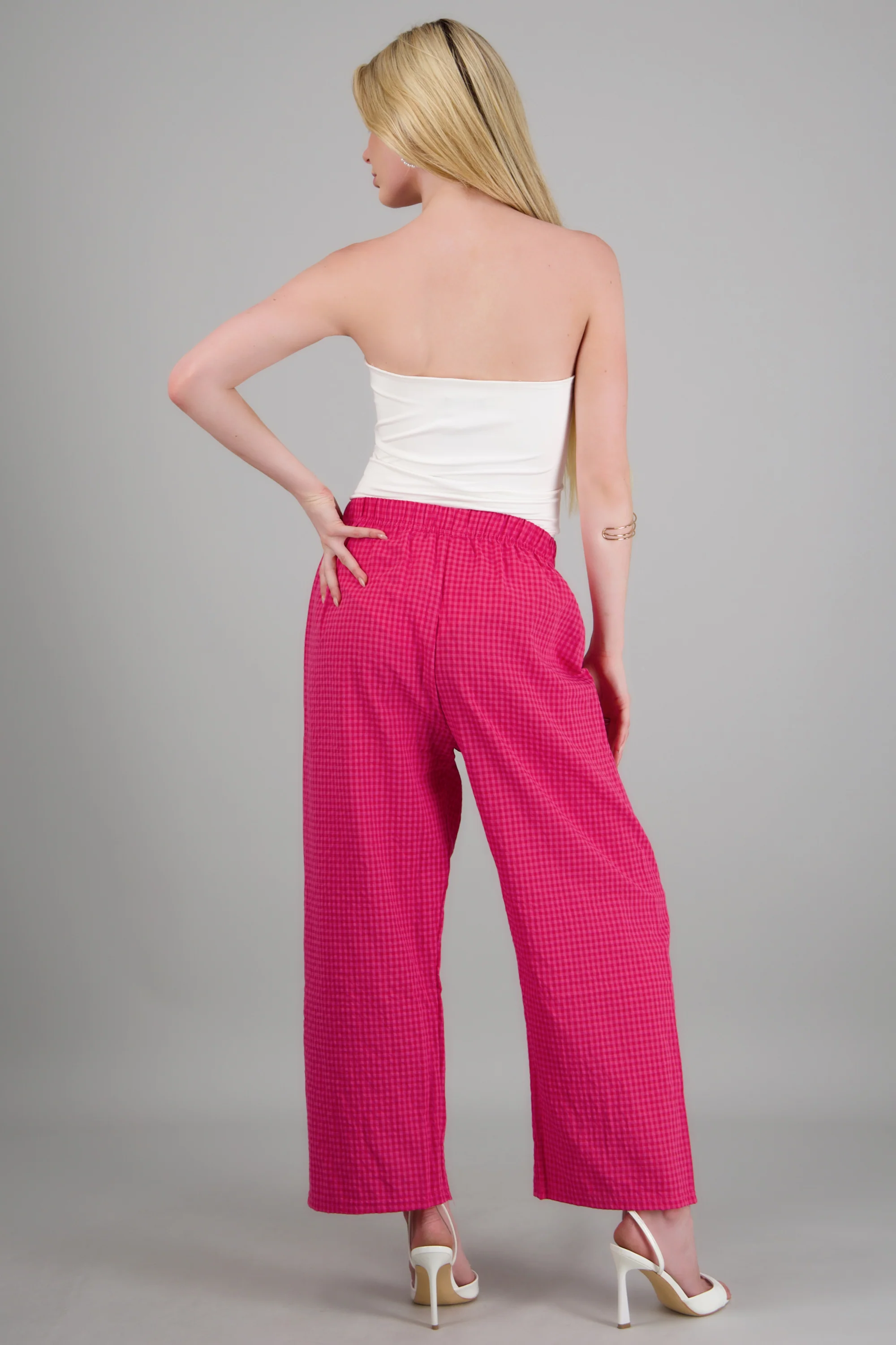 Pantalones mini cuadros pierna amplia - Image 4