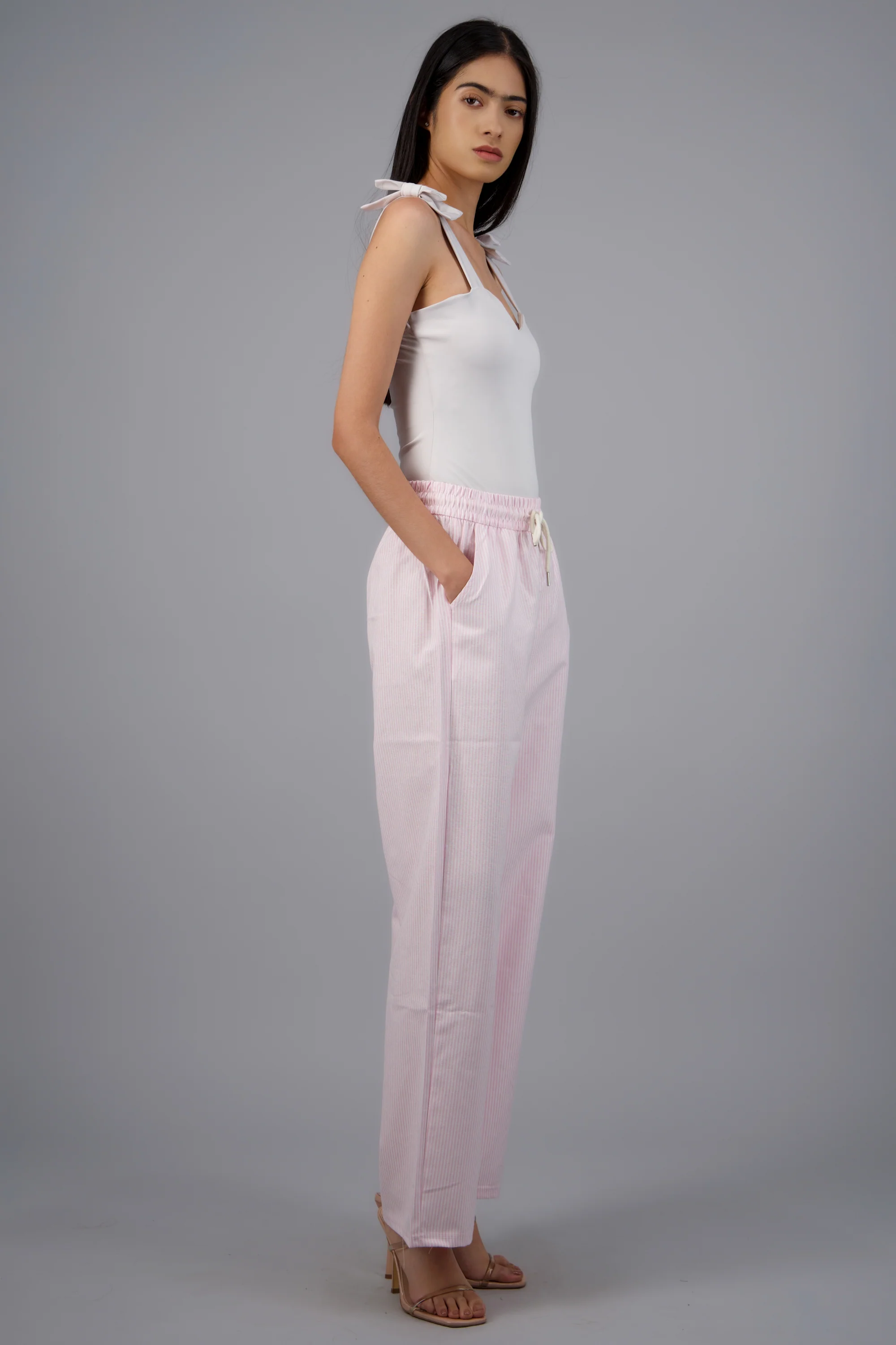 Pantalones tipo lino rayas - Image 2