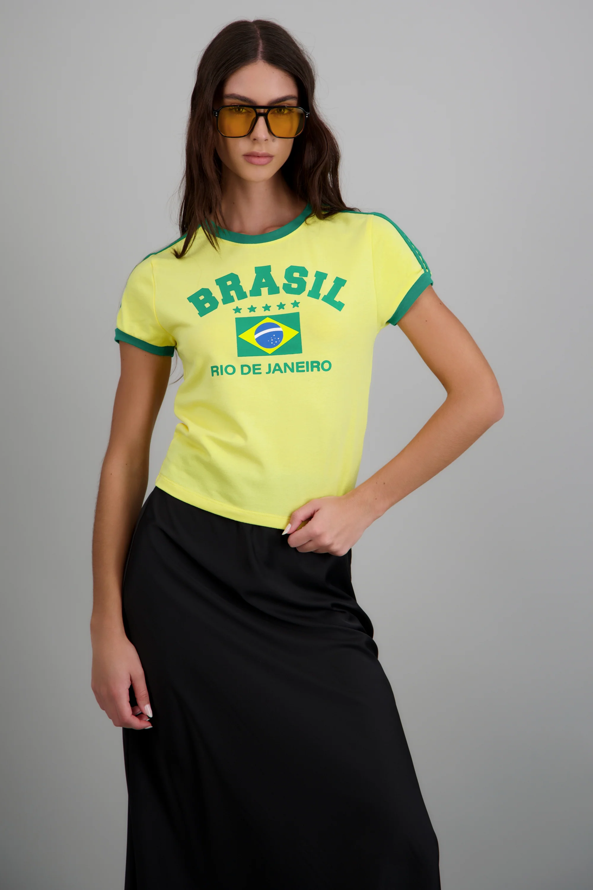 Playera corta contraste Brasil - Image 3