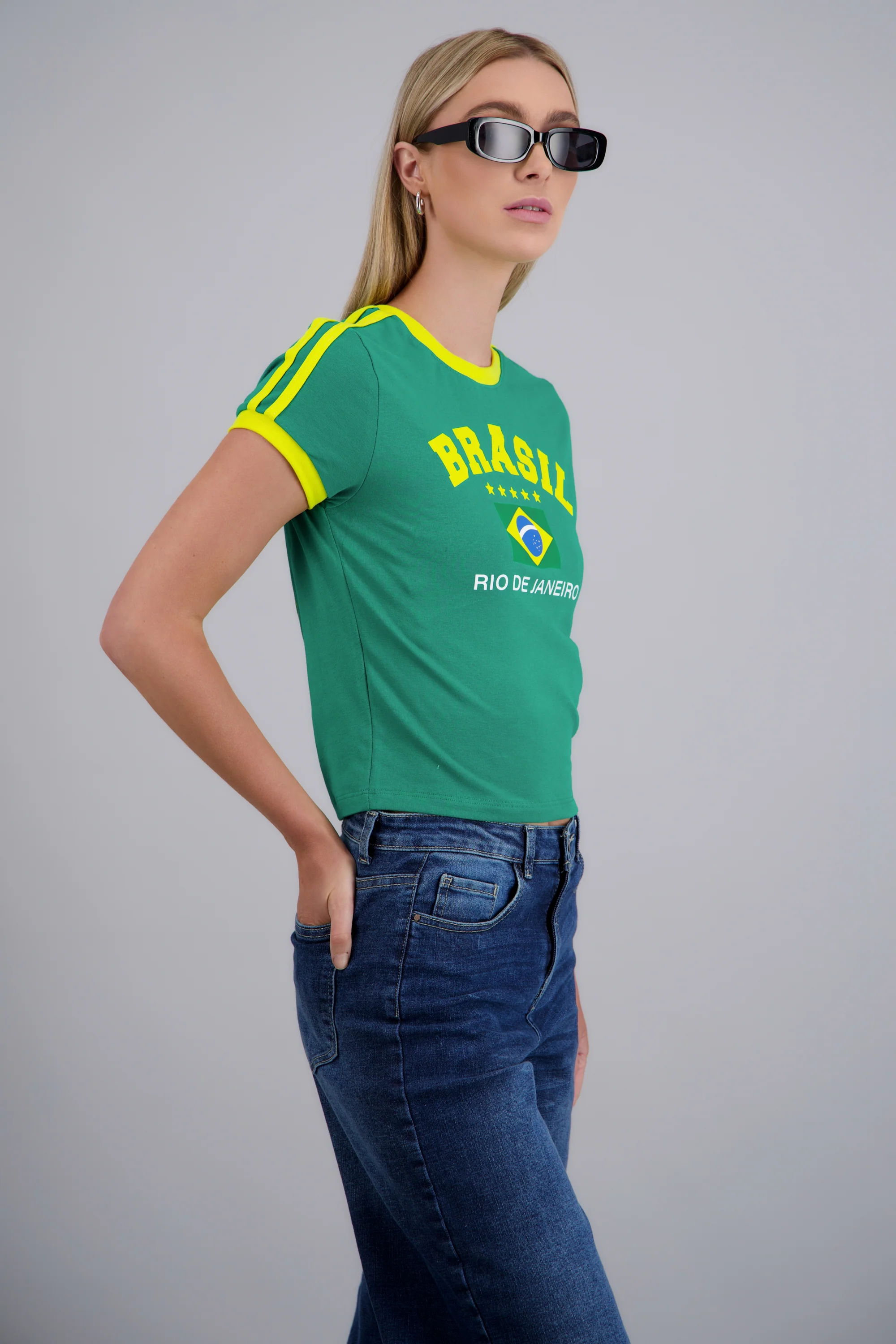 Playera corta contraste Brasil - Image 3