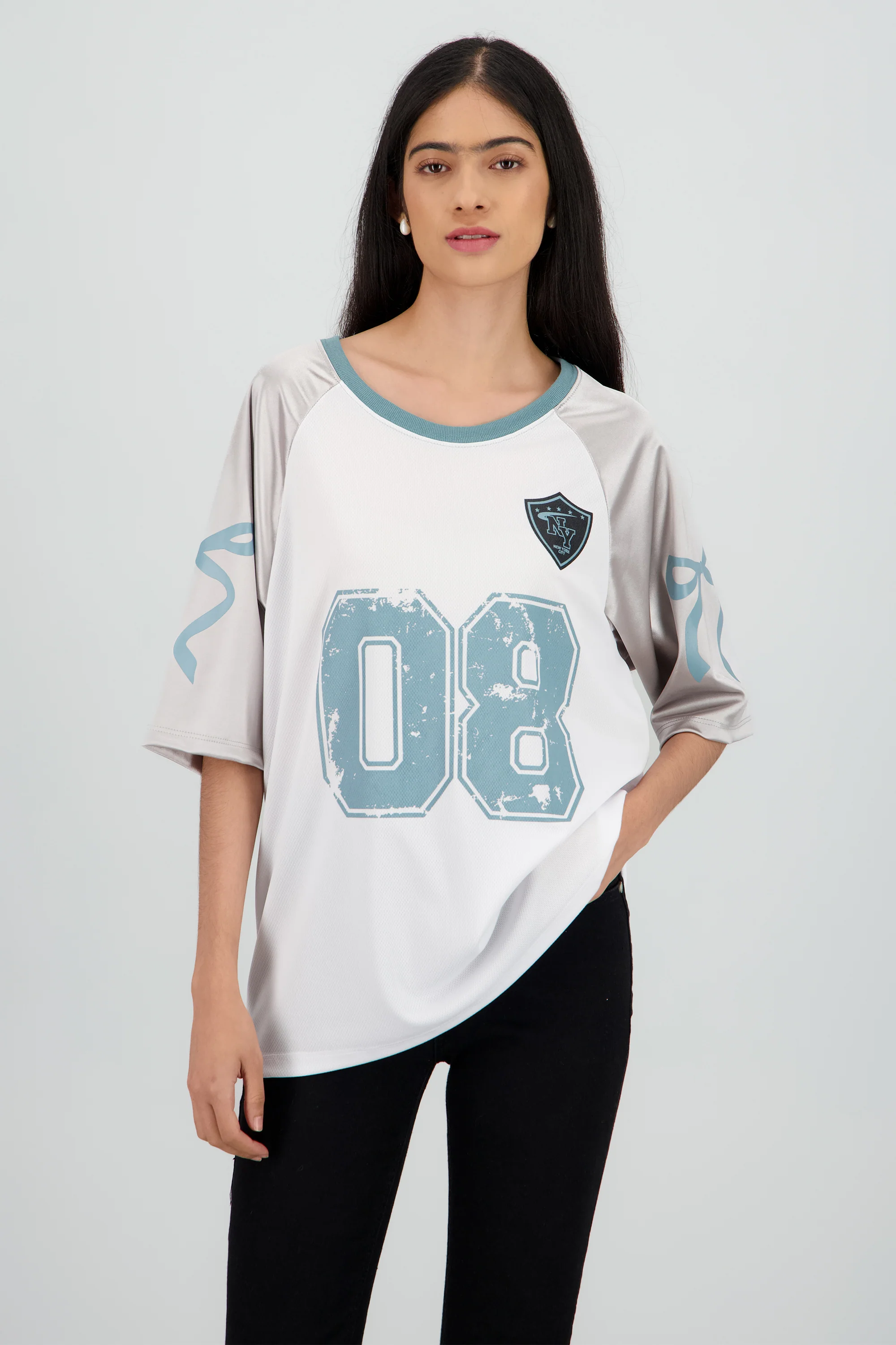Playera deportiva contraste mangas
