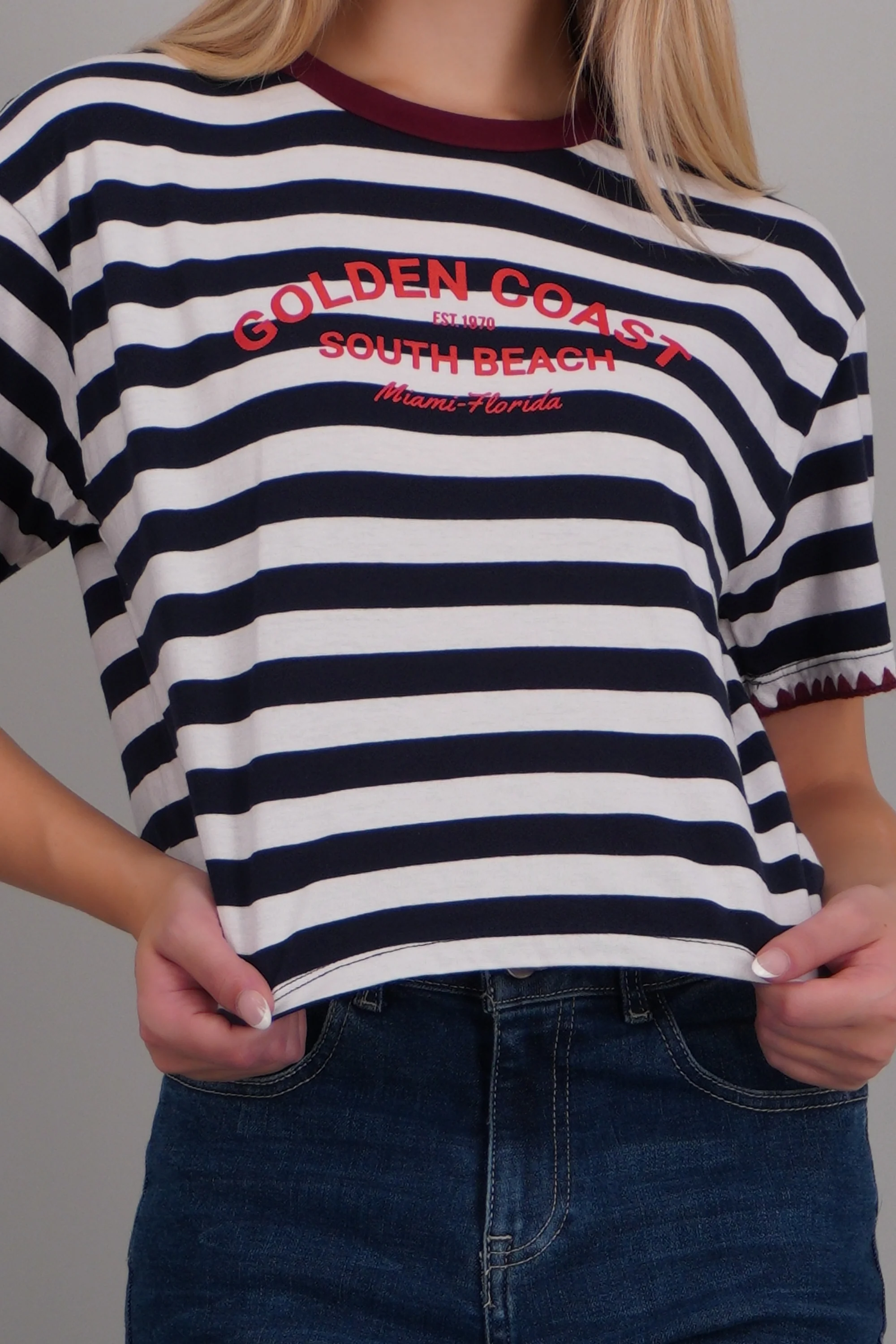 Playera golden coast rayas detalle bordado - Image 5
