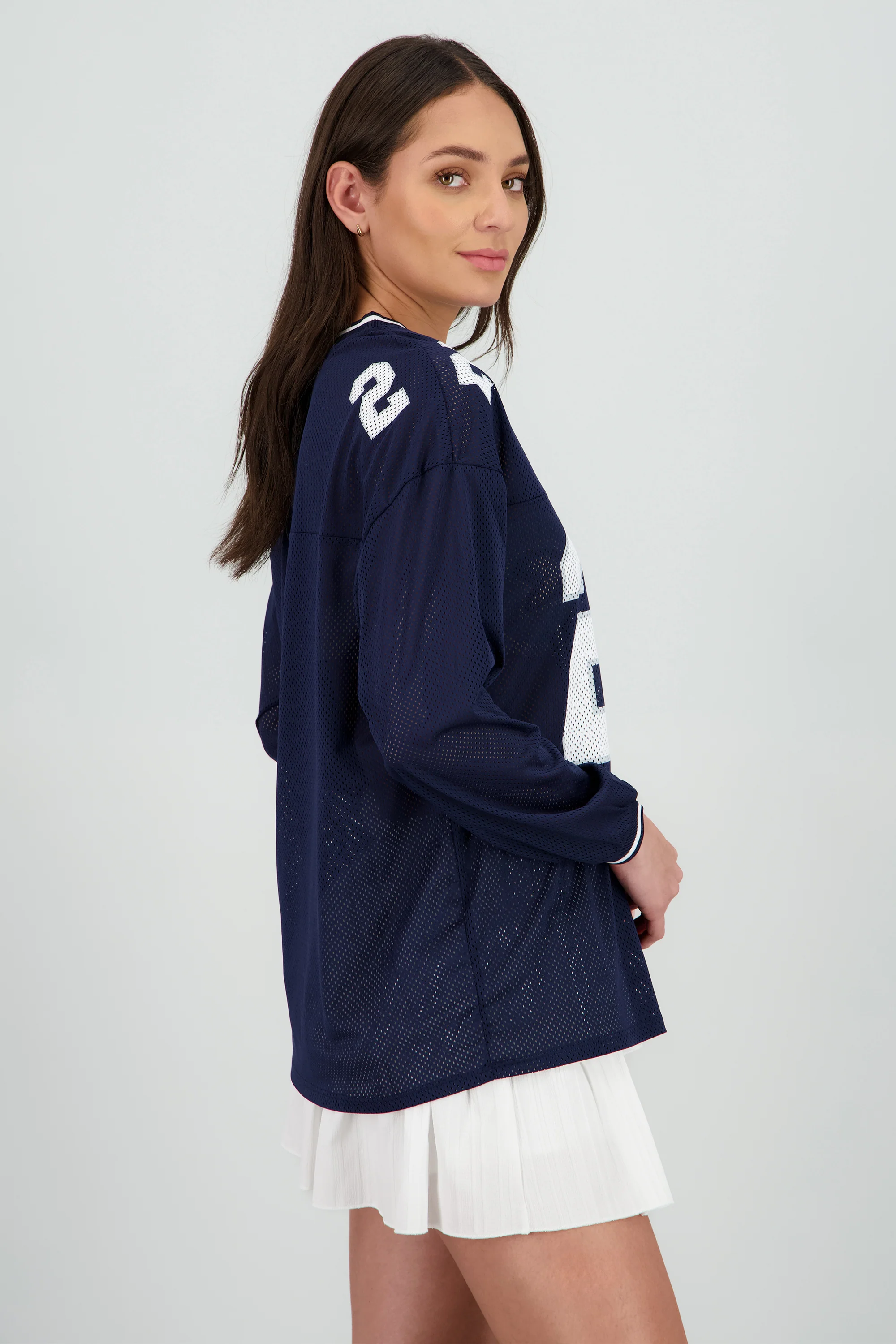 Playera jersey manga larga contraste - Image 3