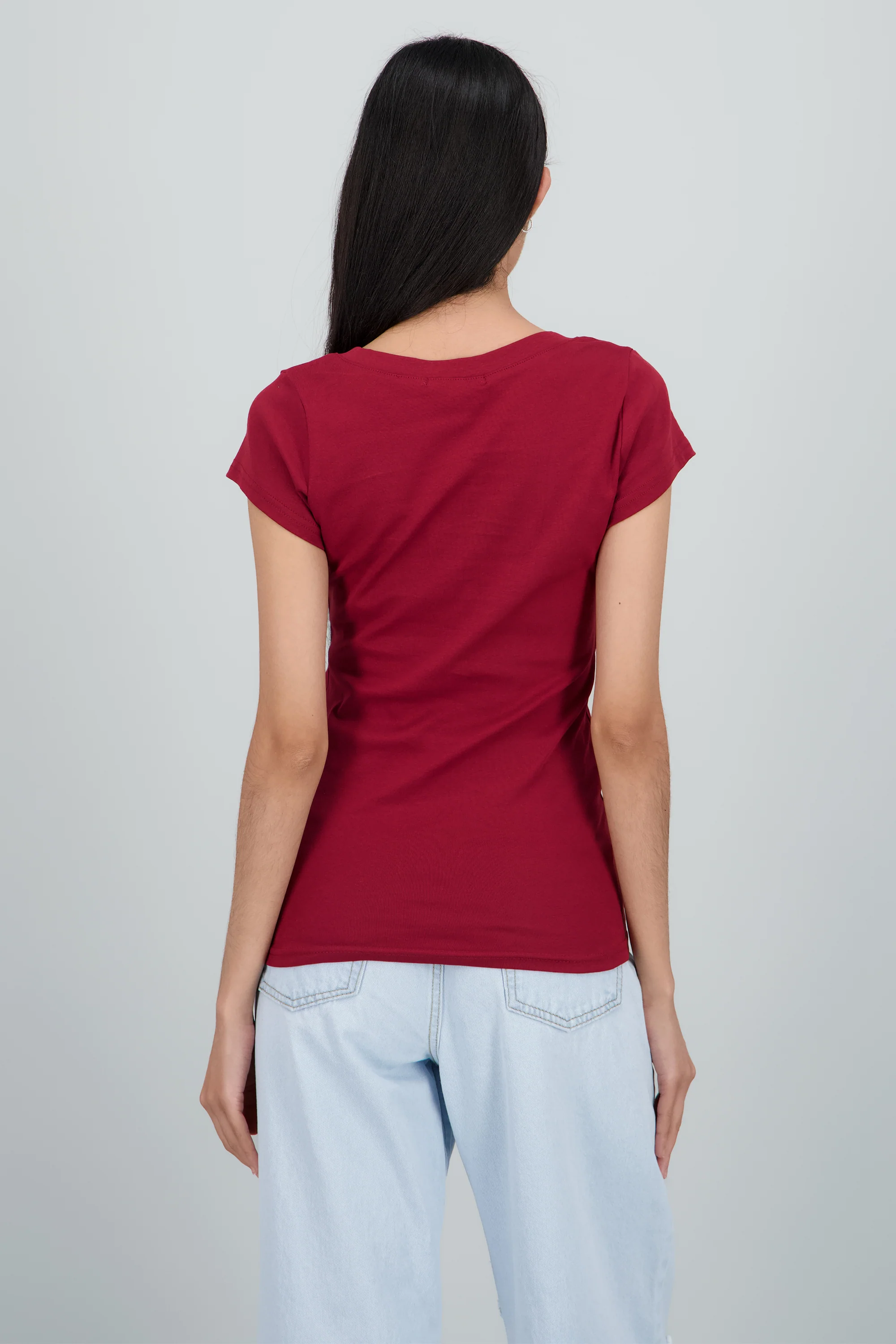 Playera lisa manga corta cuello v - Image 4
