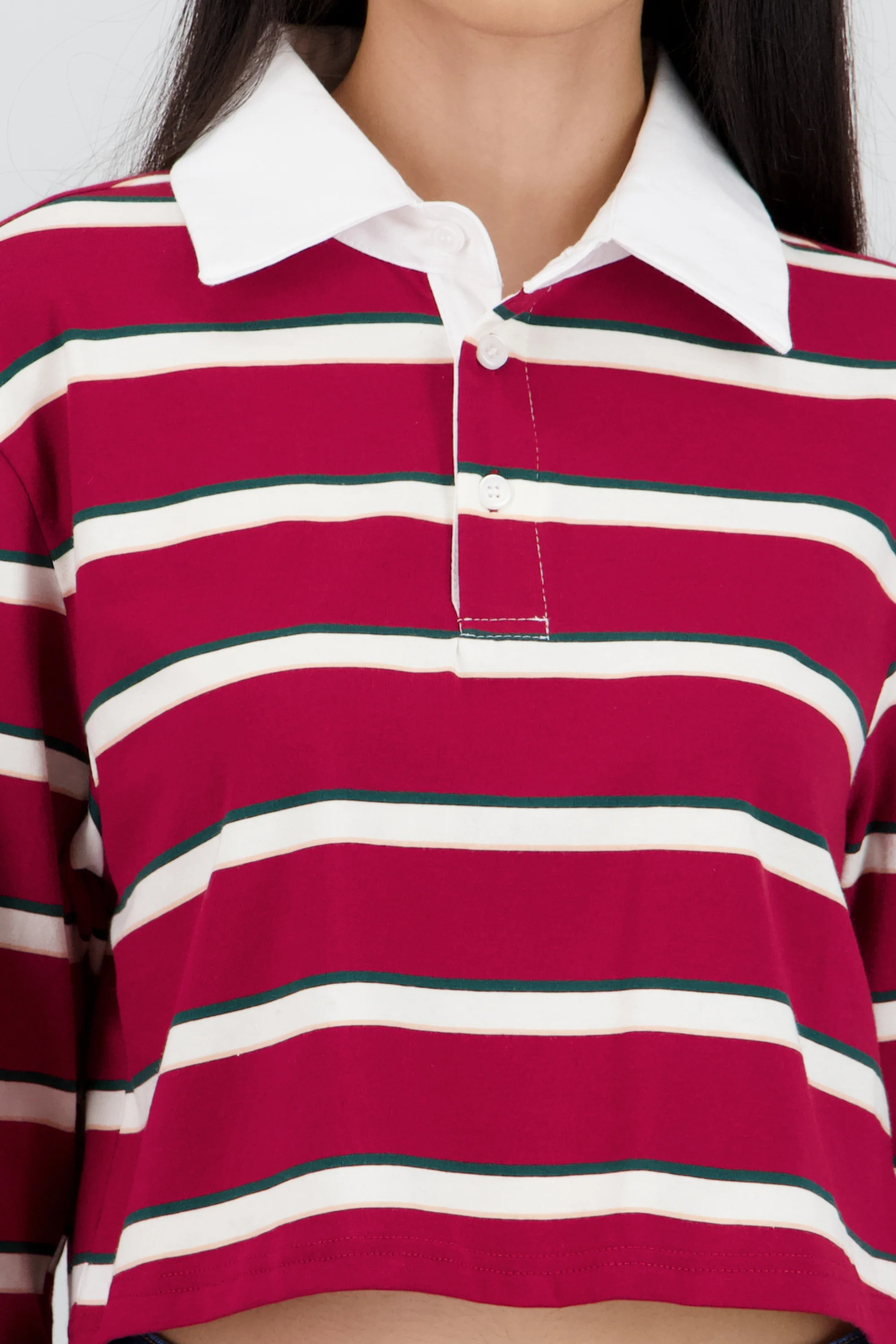 Playera polo con rayas manga larga - Image 5