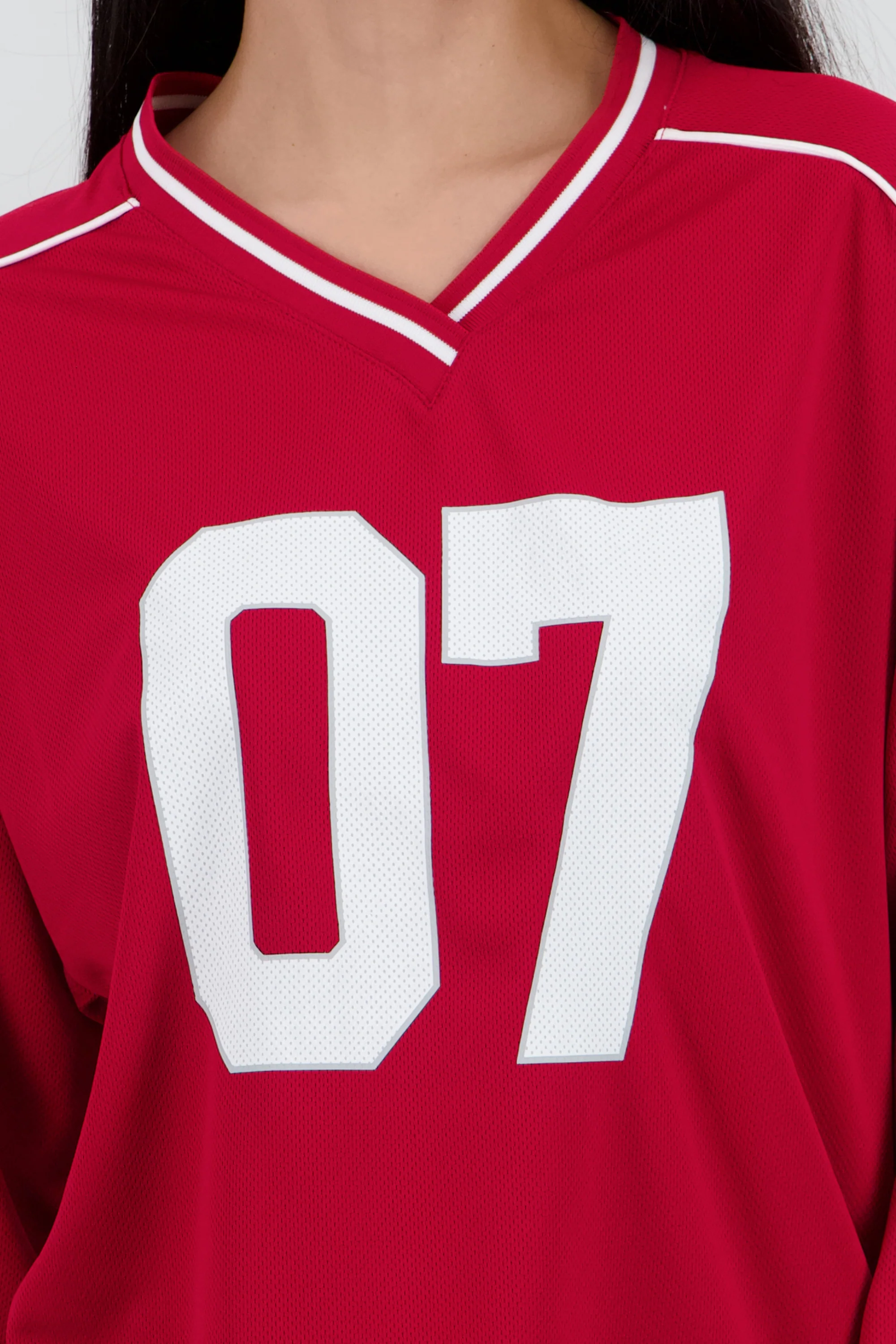 Playera tipo jersey contraste manga larga - Image 5