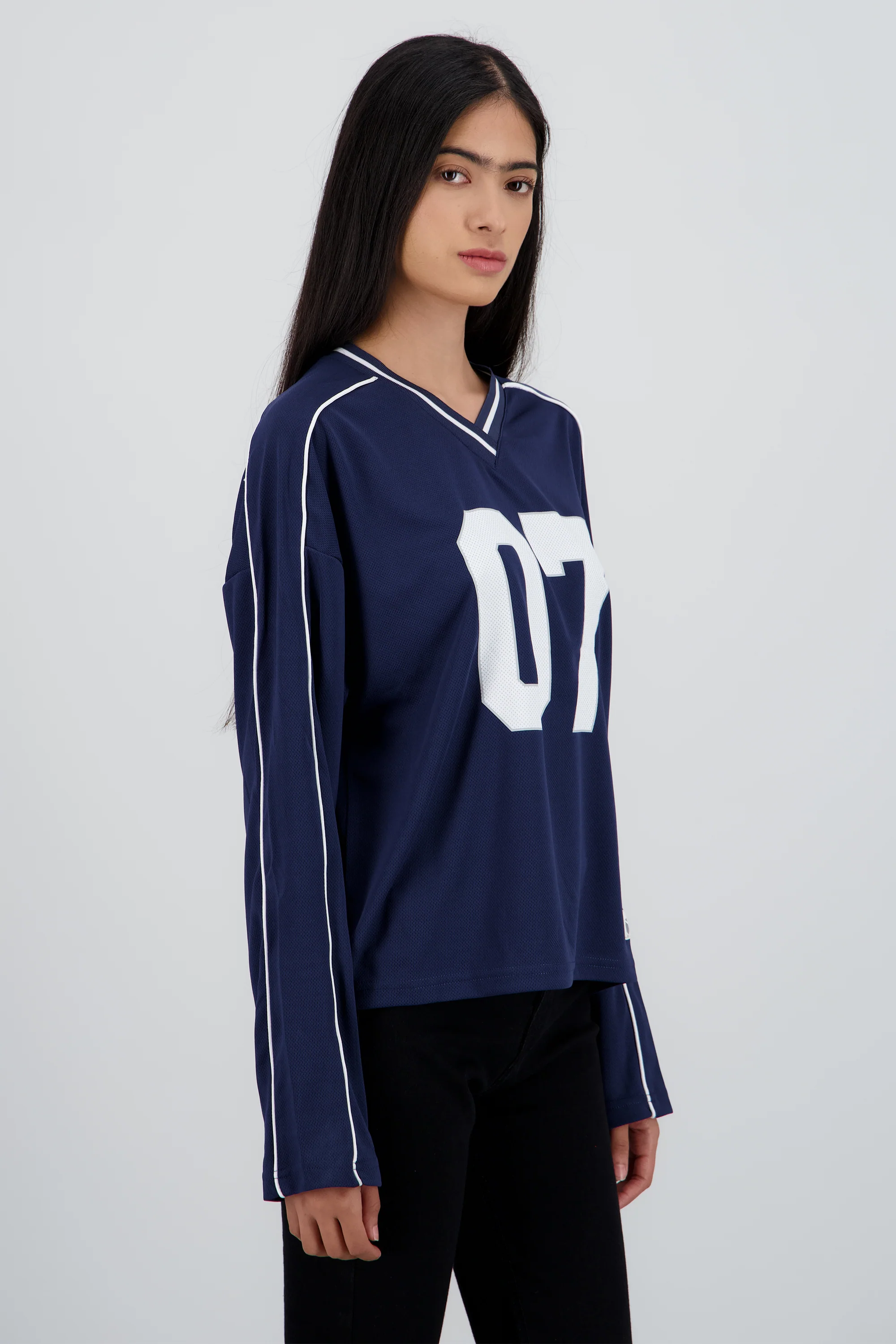 Playera tipo jersey contraste manga larga - Image 3