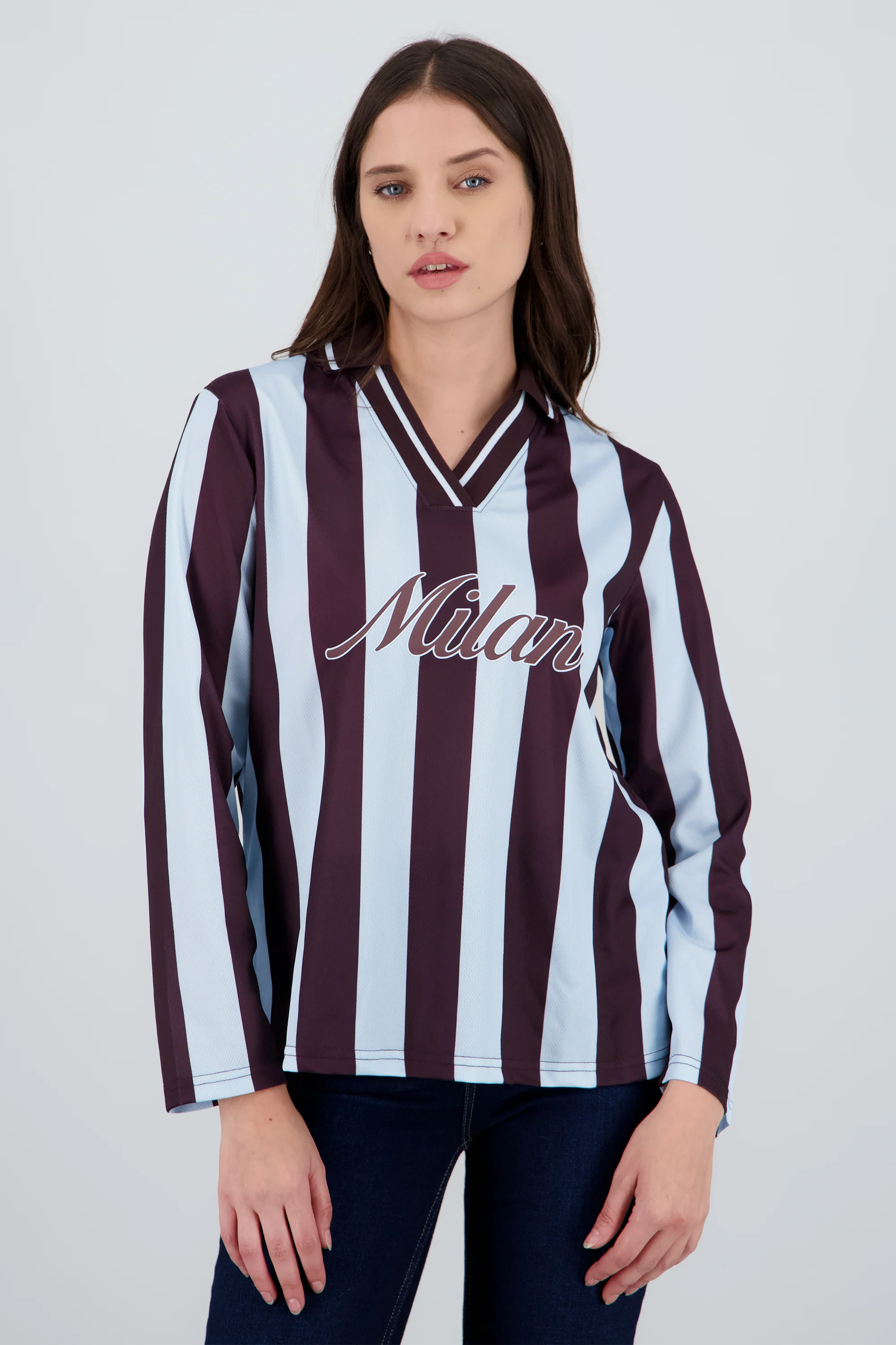 Playera tipo jersey manga larga