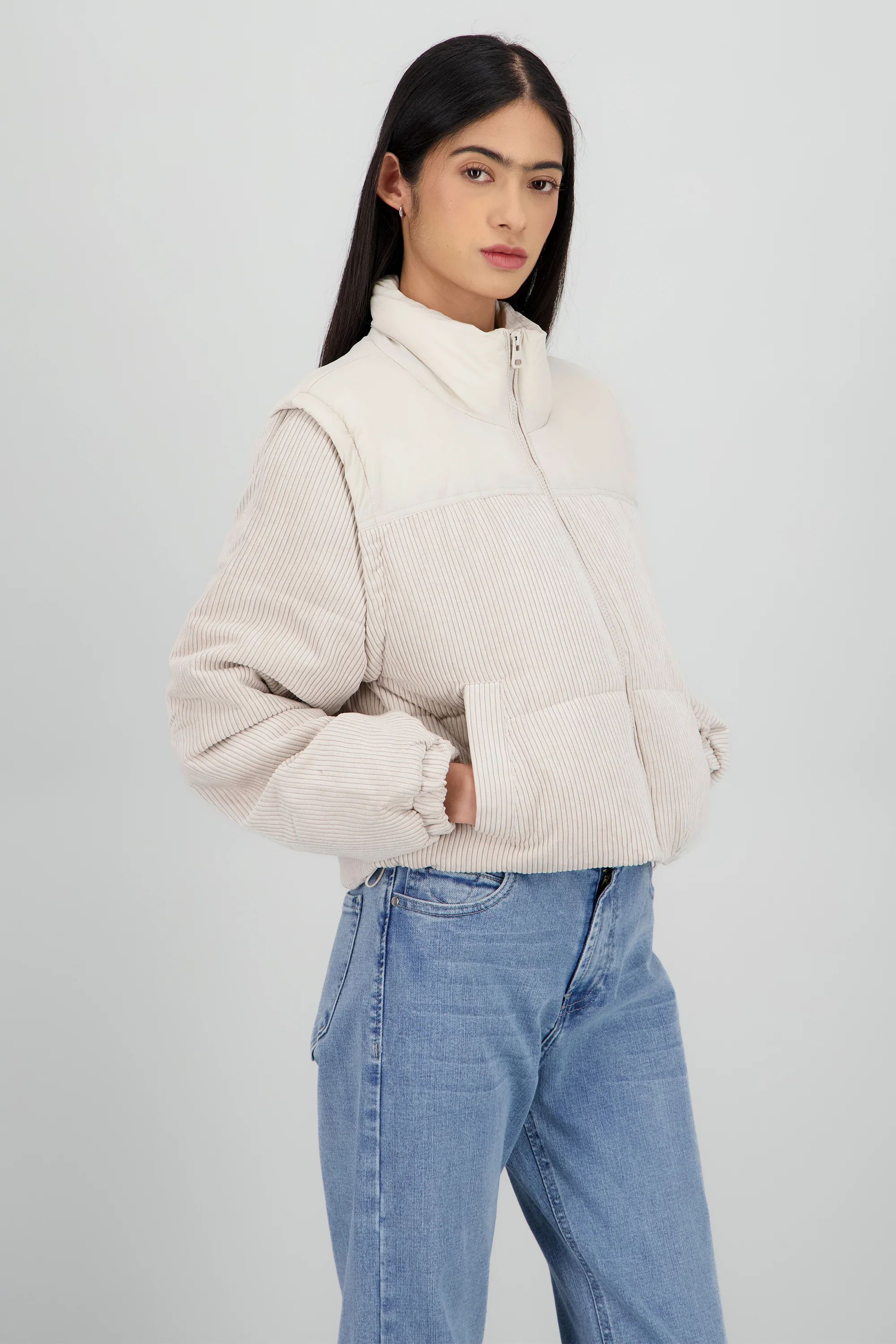 Puffer jacket pana contraste - Image 3