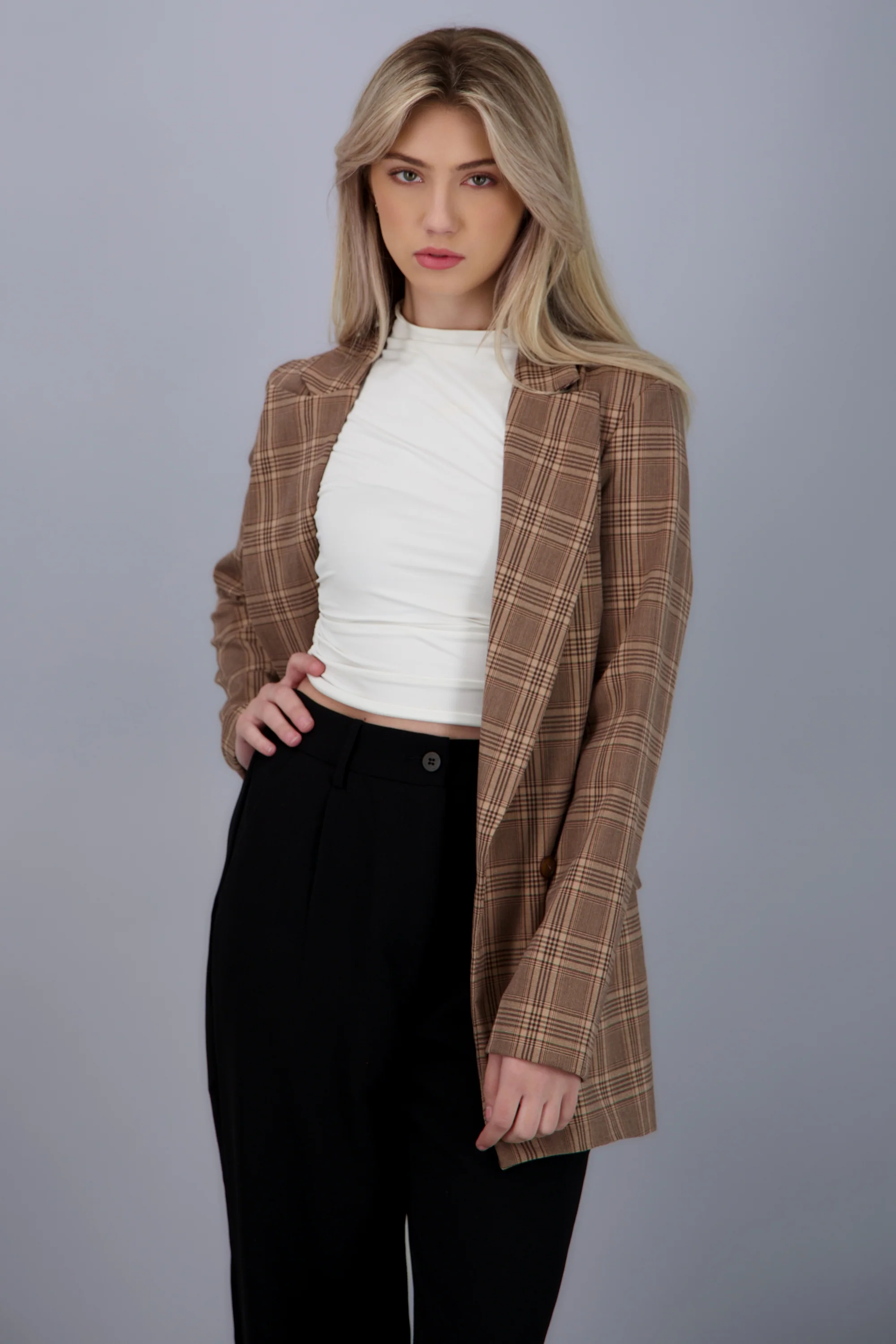 Saco oversize estampado cuadros