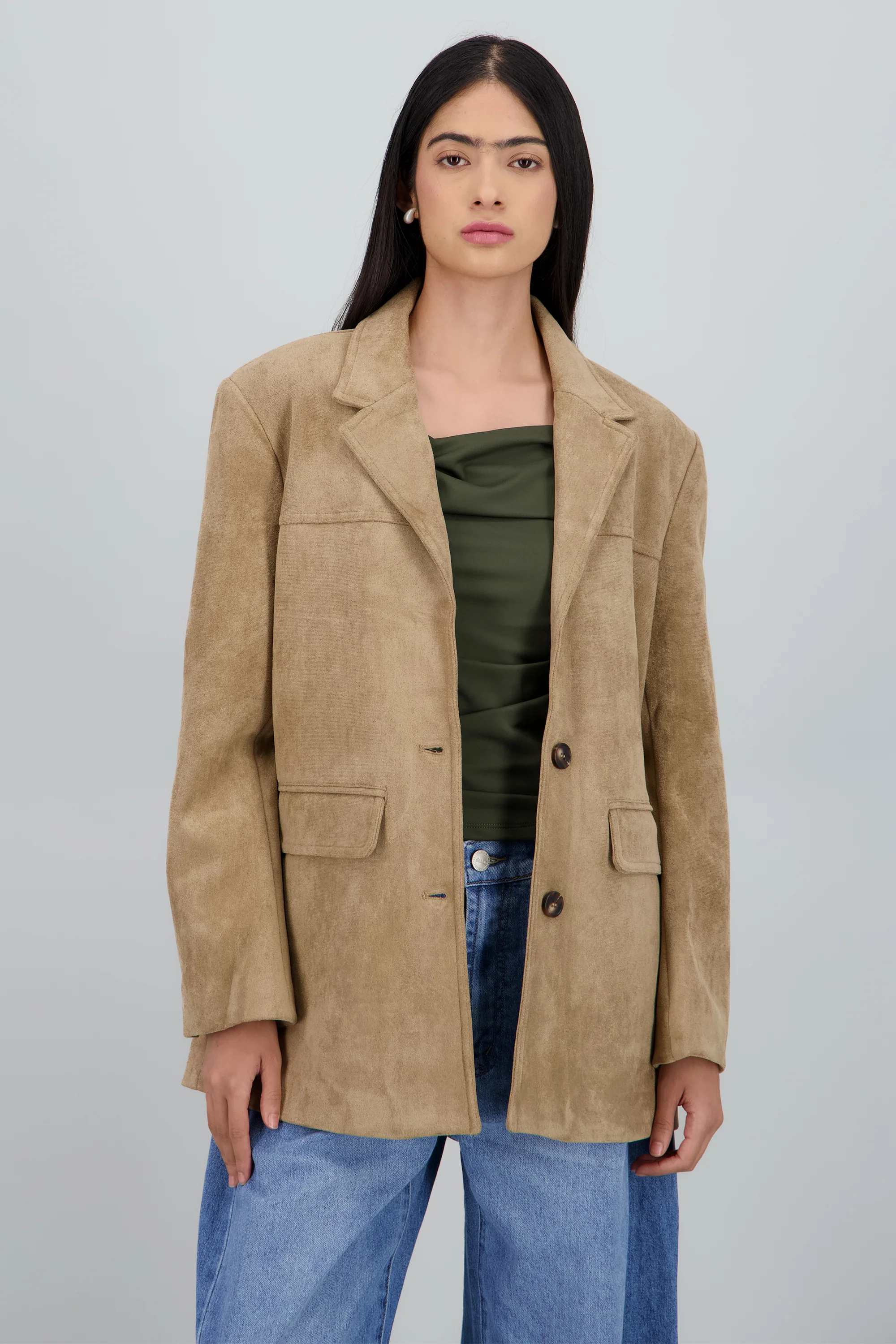 Saco oversized detalle tela