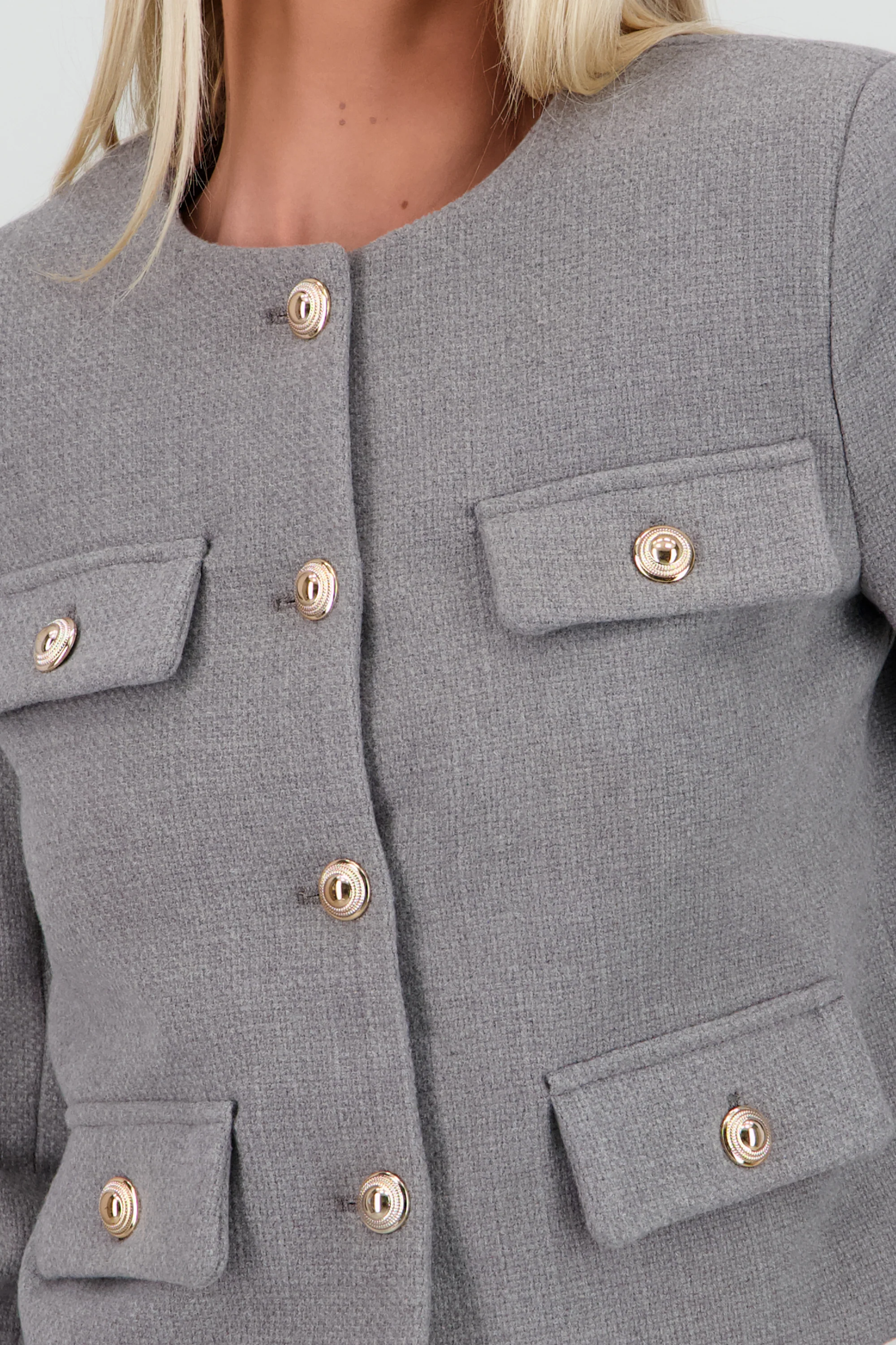 Saco tweed con bolsas y botones - Image 6
