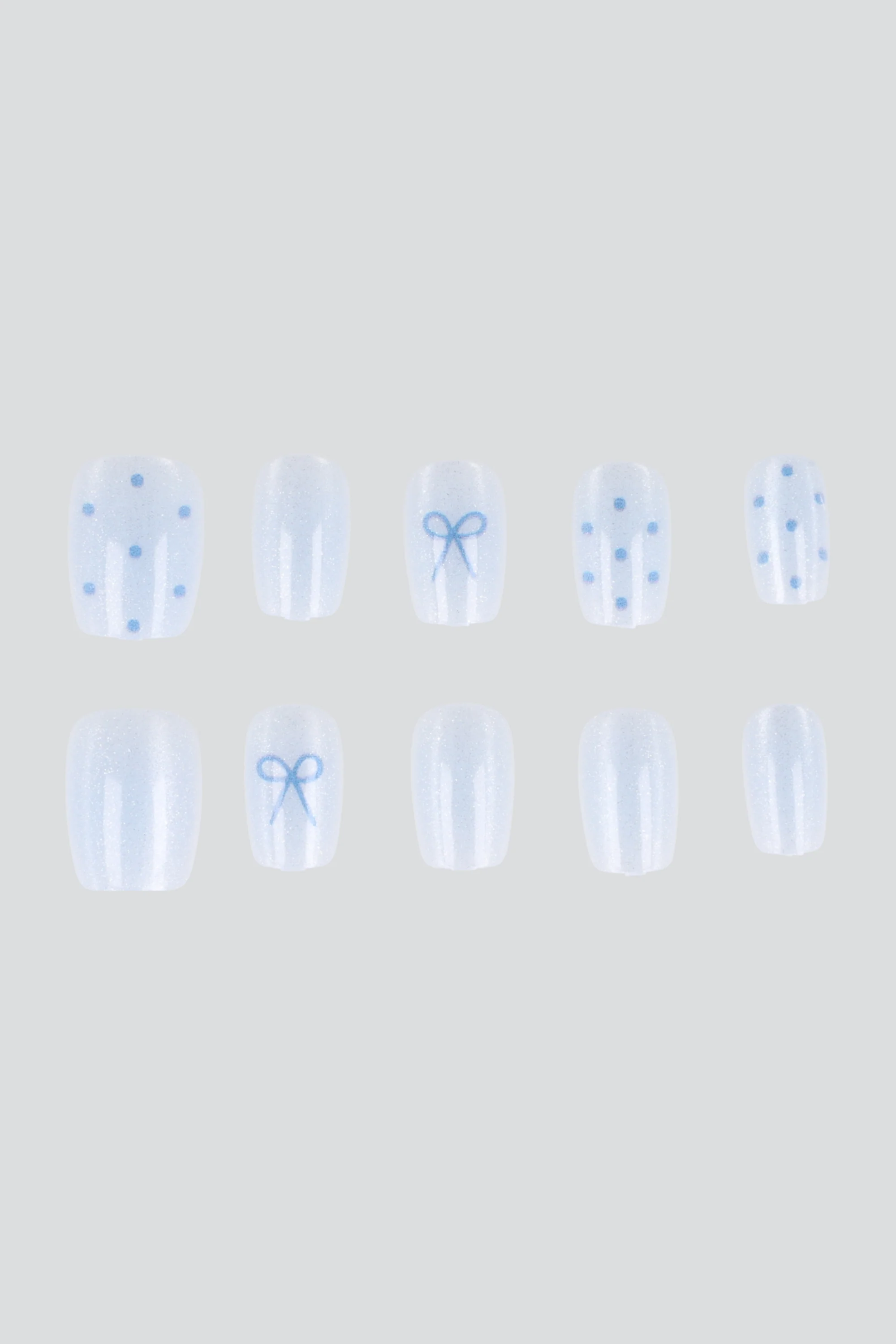 Set 10 uñas polka dots moño ojo de gato
