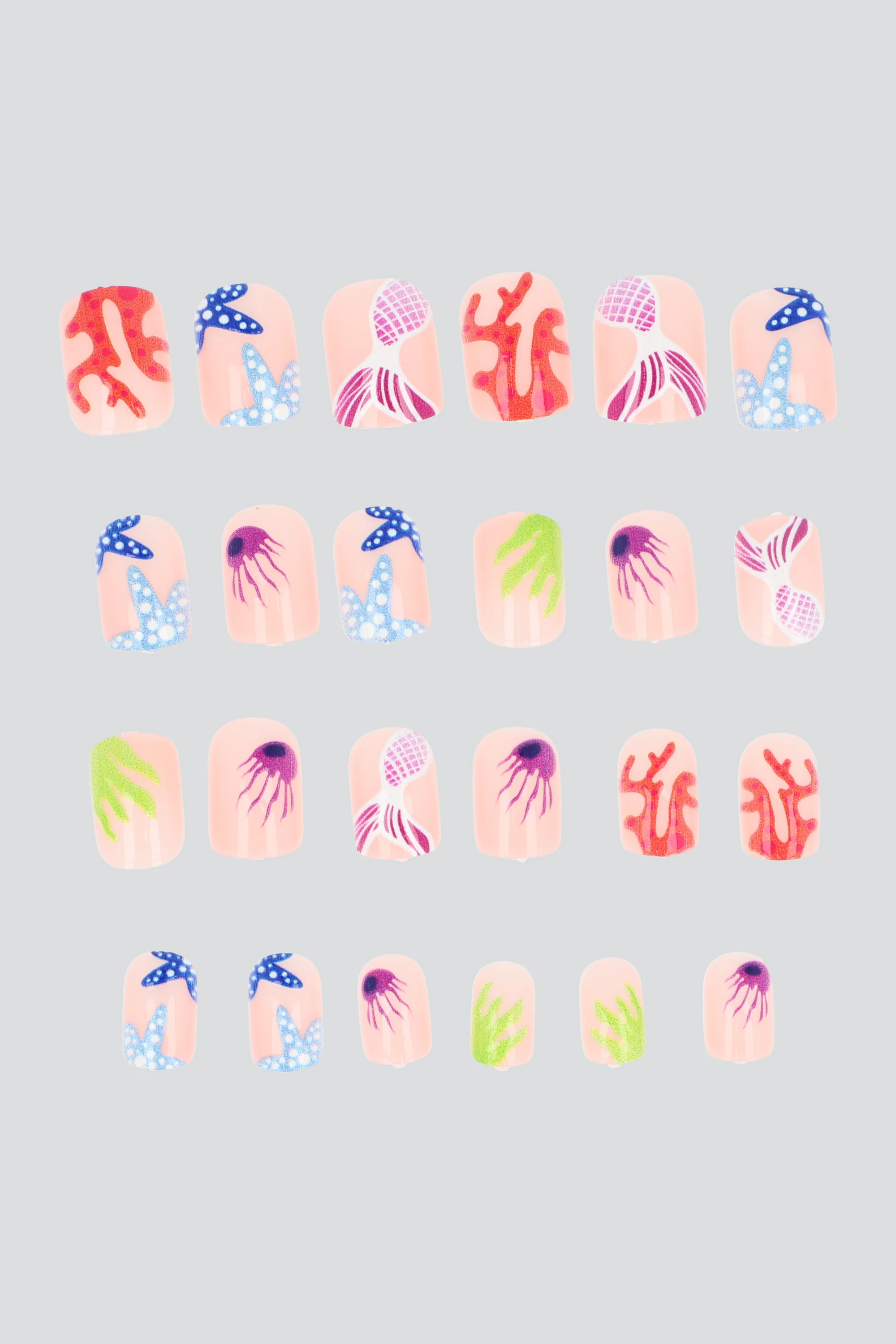 set 24 uñas corales
