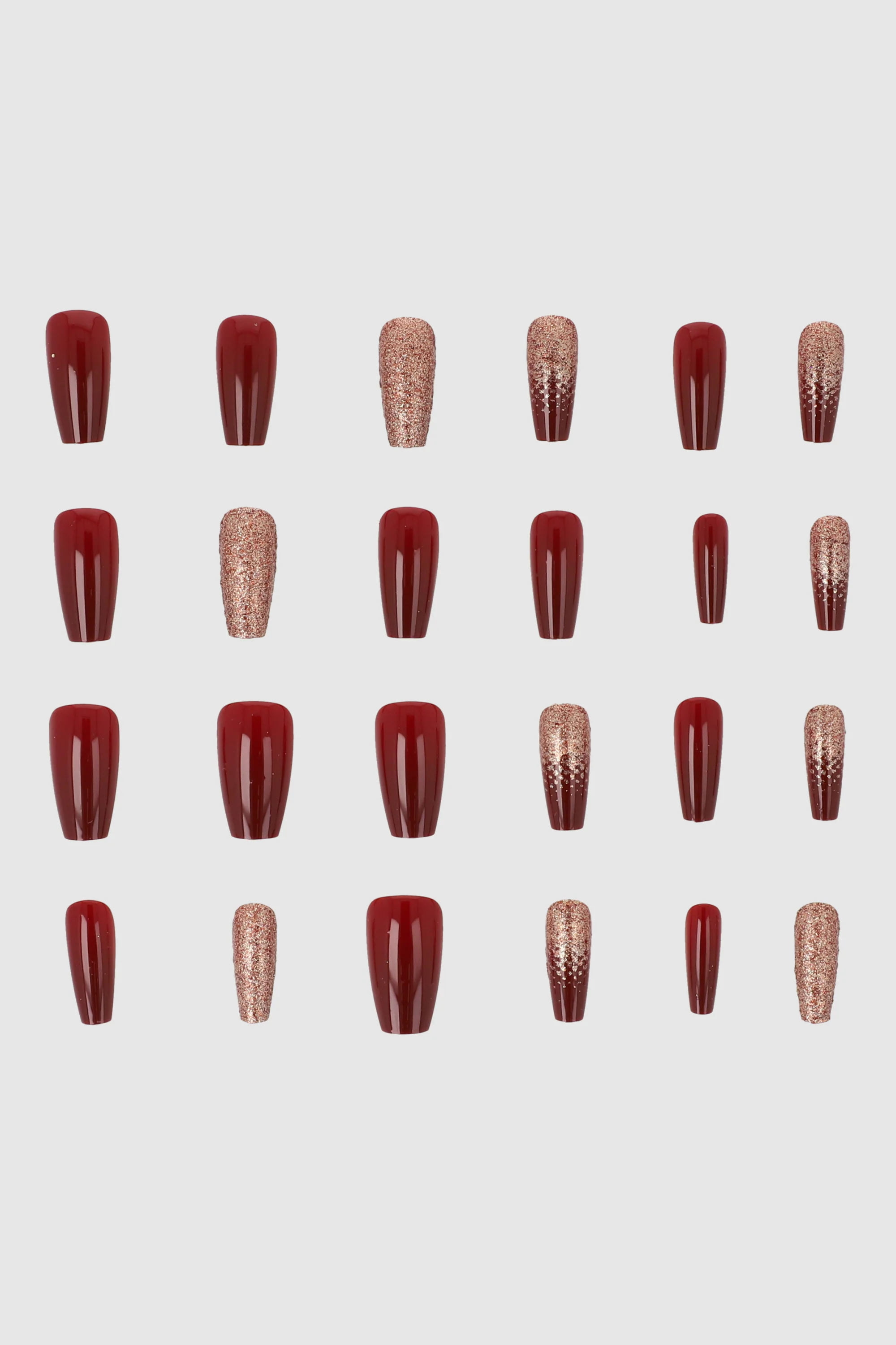 Set 24 uñas glitter mix