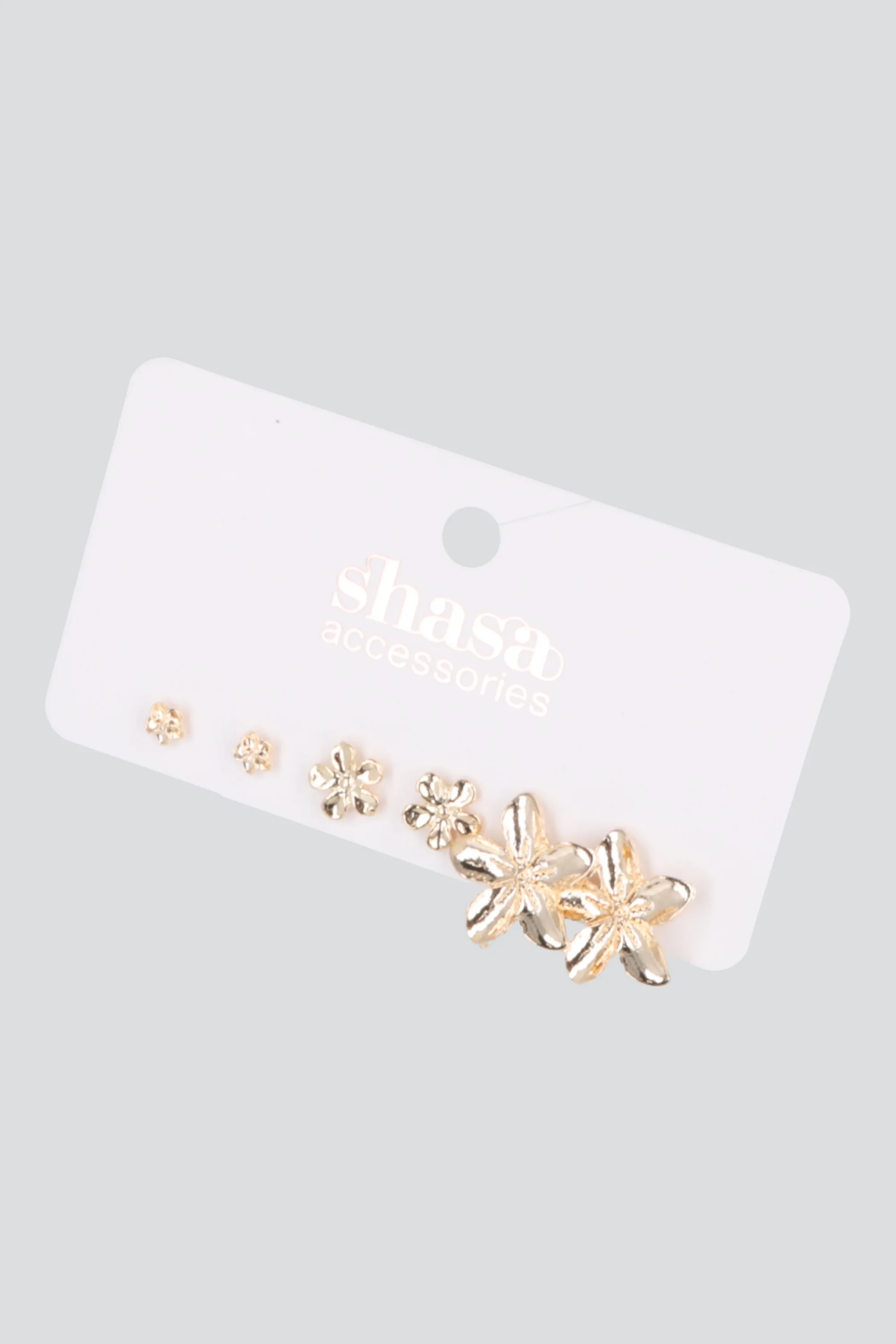 Set 3 pares aretes flores metal - Image 2