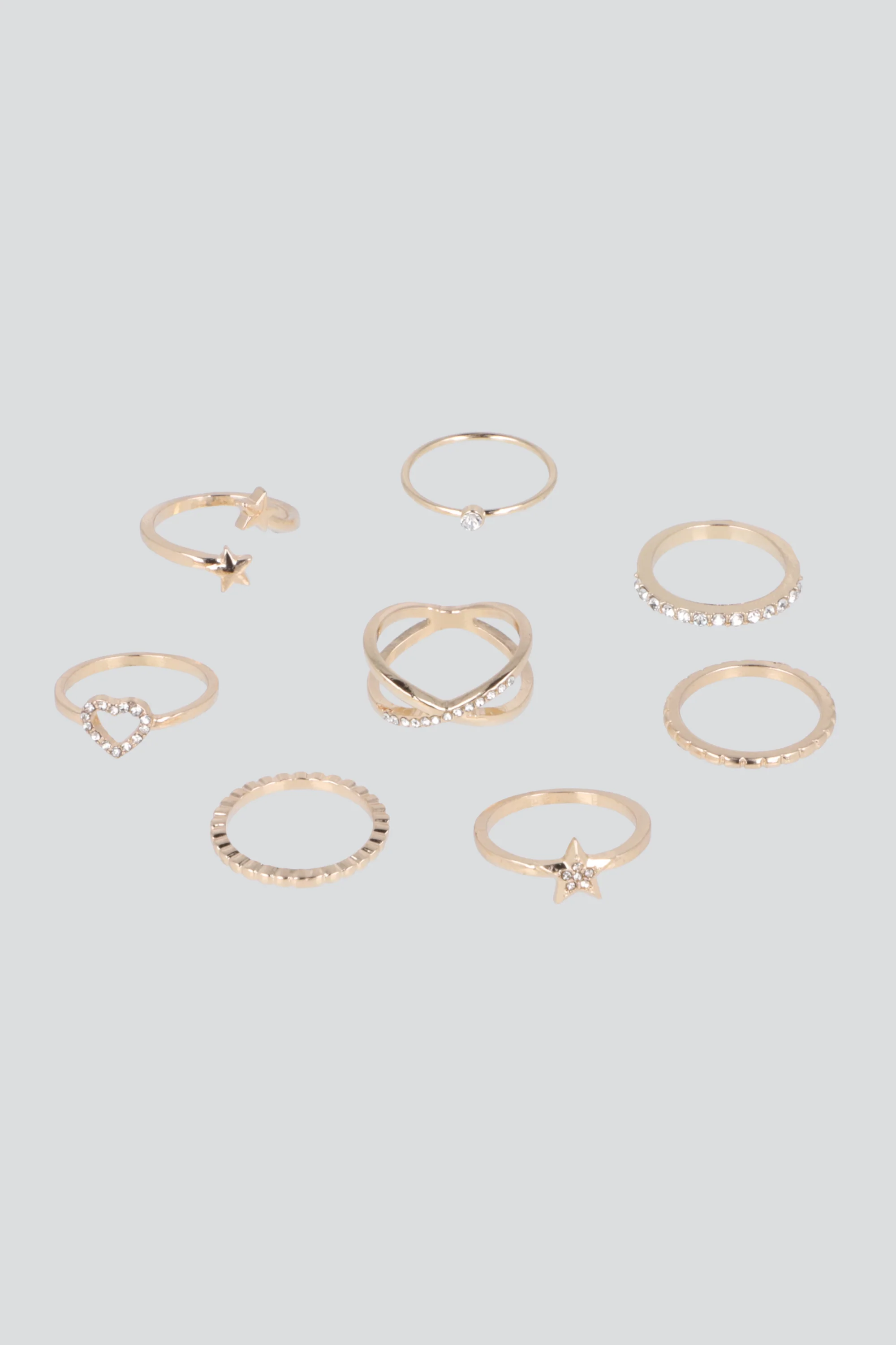 SET 9 ANILLOS ESTRELLA CORAZON