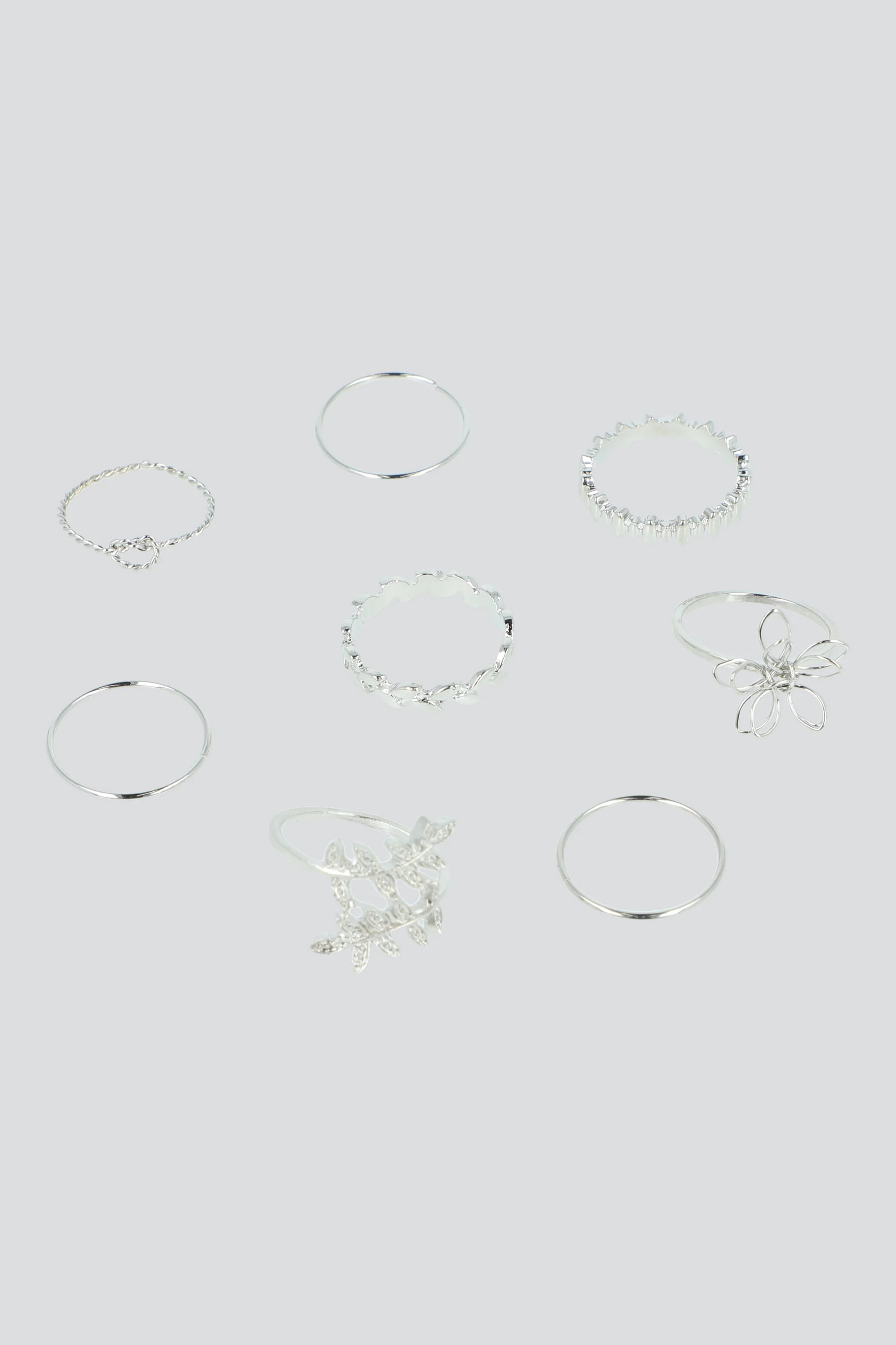 Set 8 Piezas Anillos Hojas
