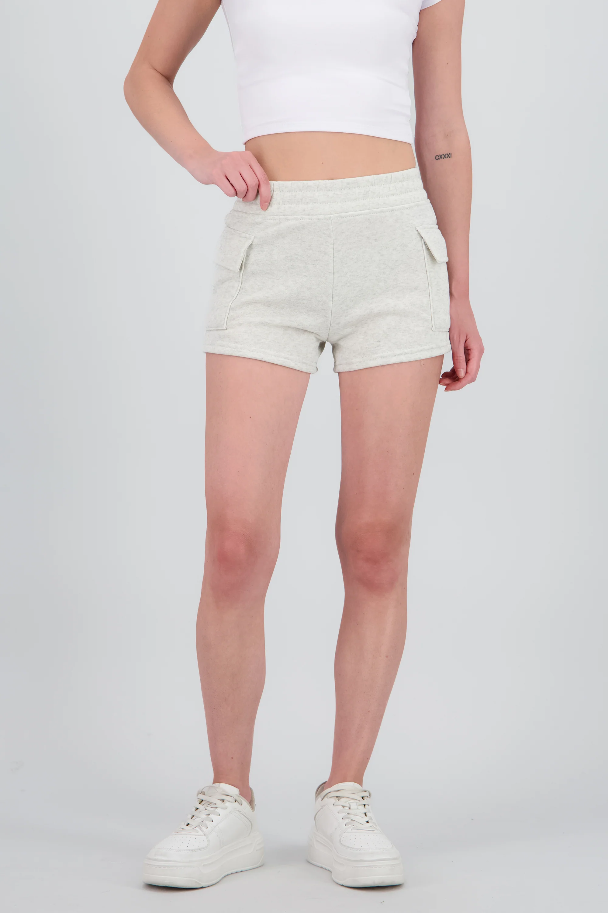 Shorts con fleece y bolsas lisos - Image 2