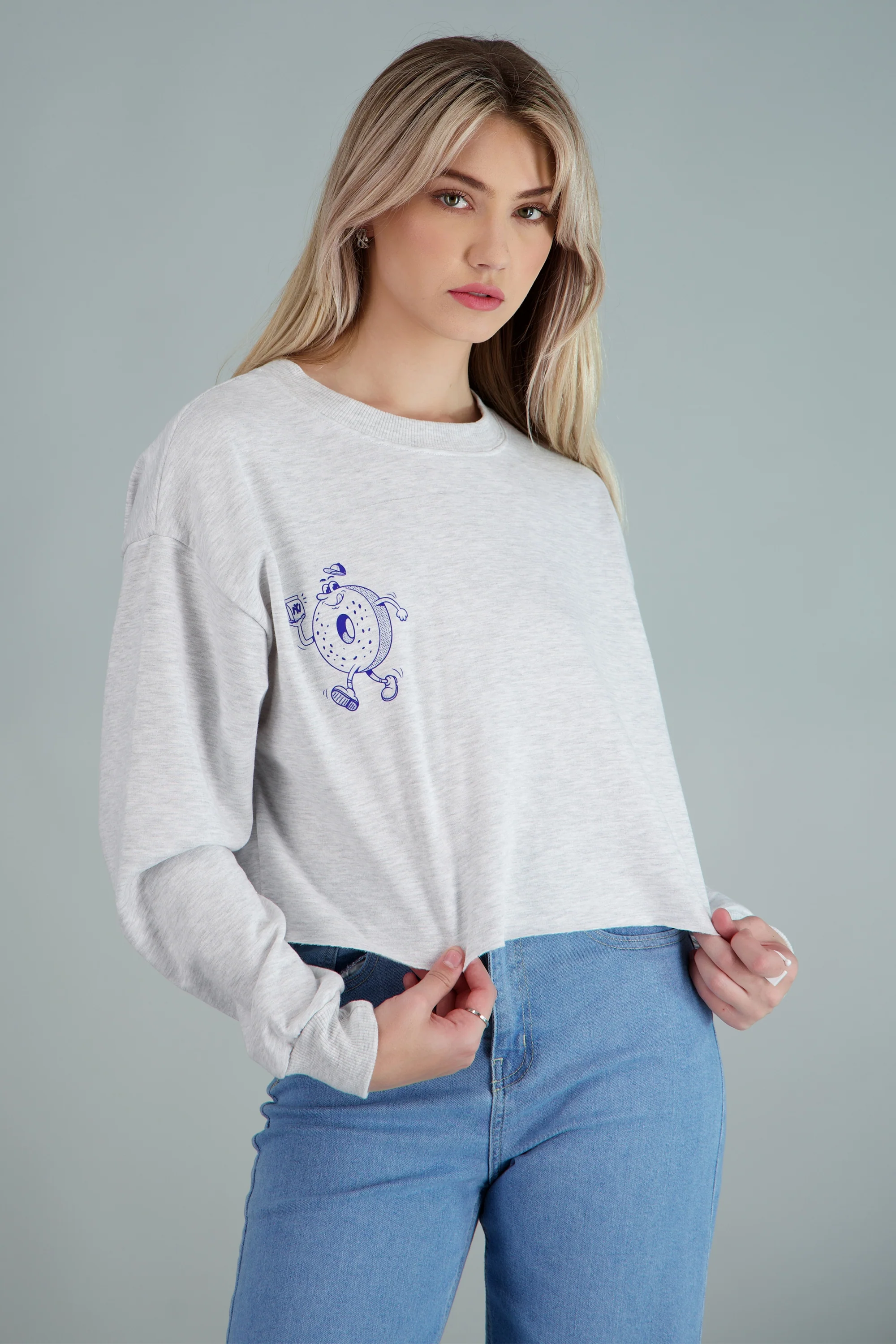 Sudadera crop estampado bagel - Image 2
