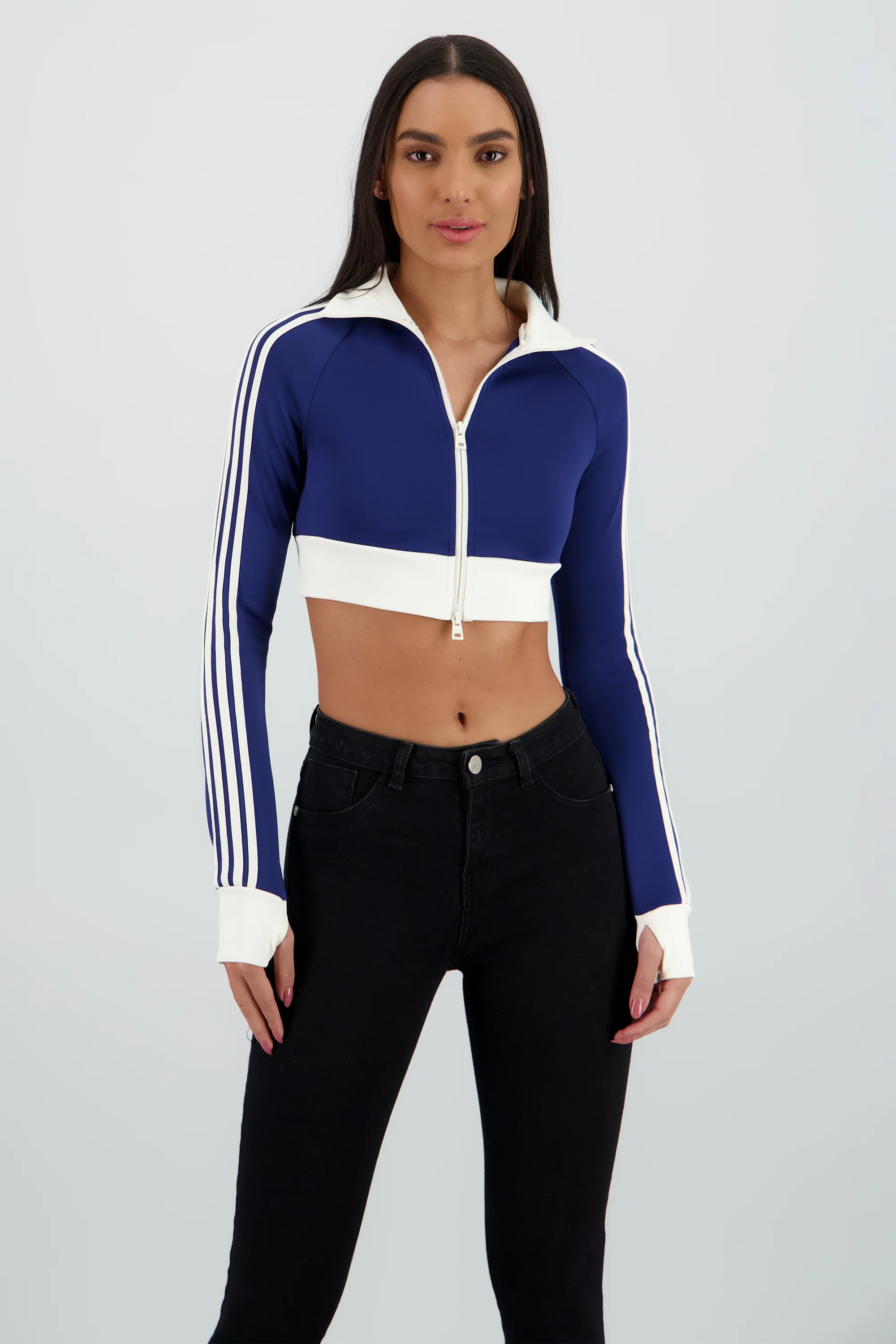 Sudadera deportivo crop detalle raya