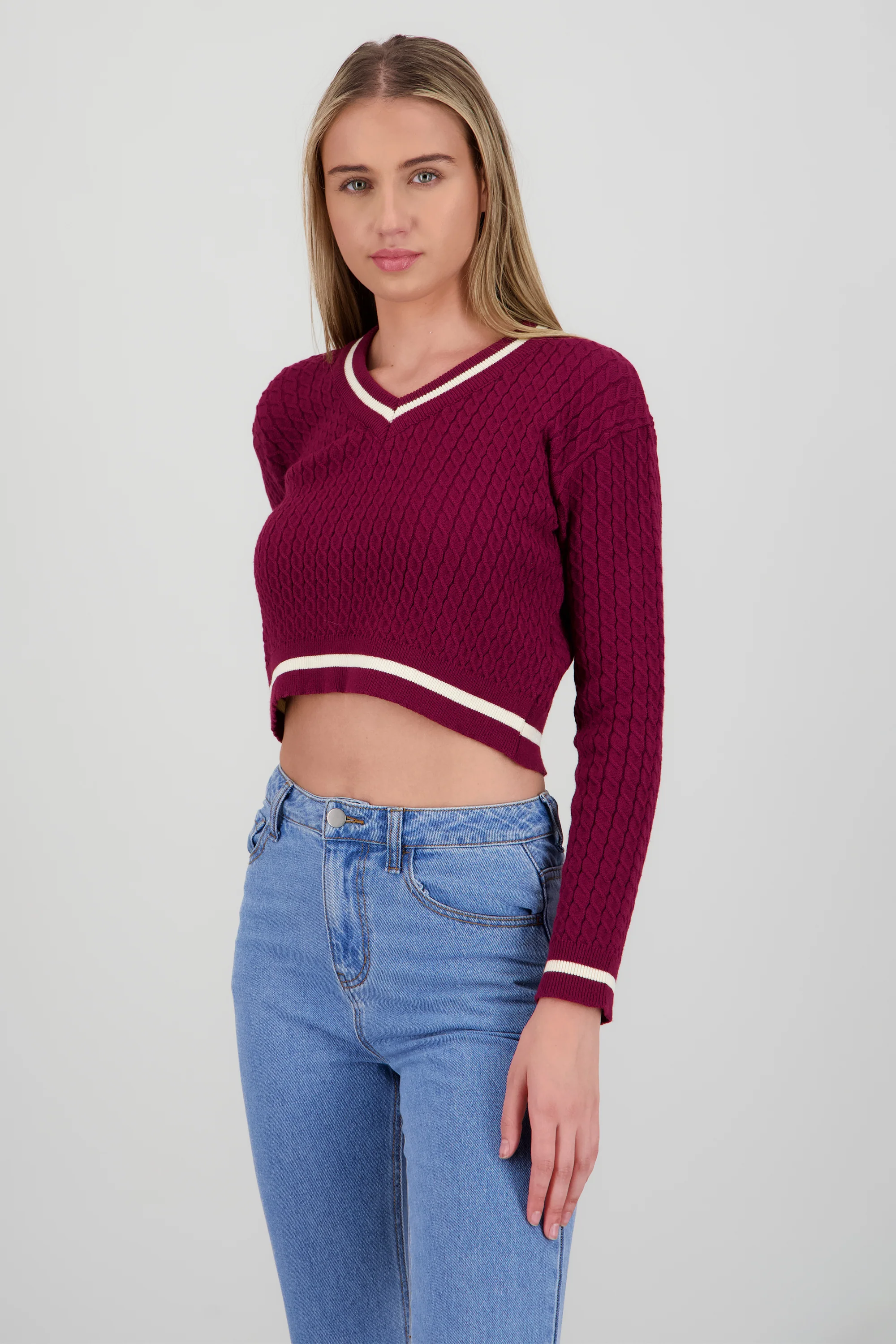 Sueter cardigan con contraste