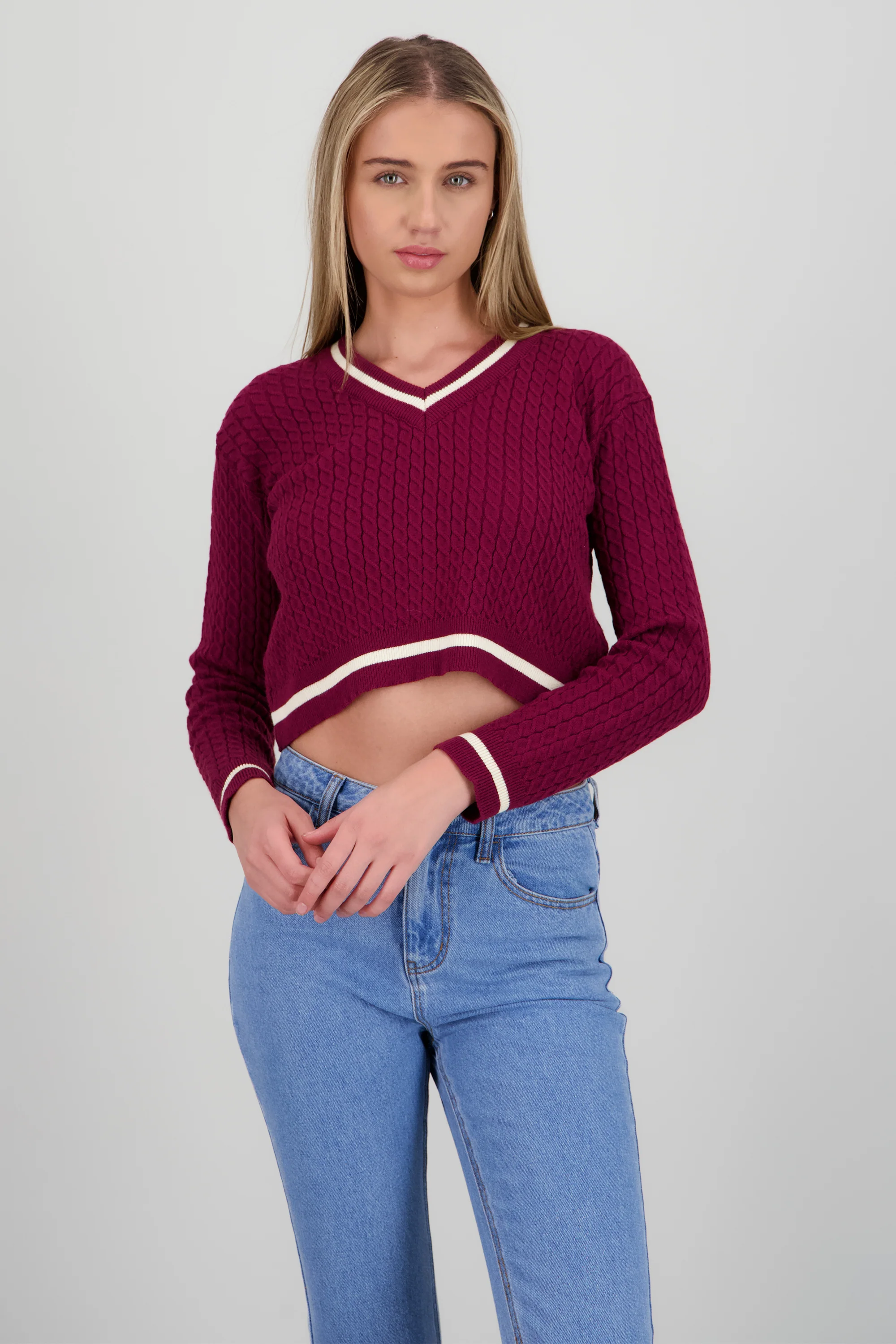 Sueter cardigan con contraste - Image 2