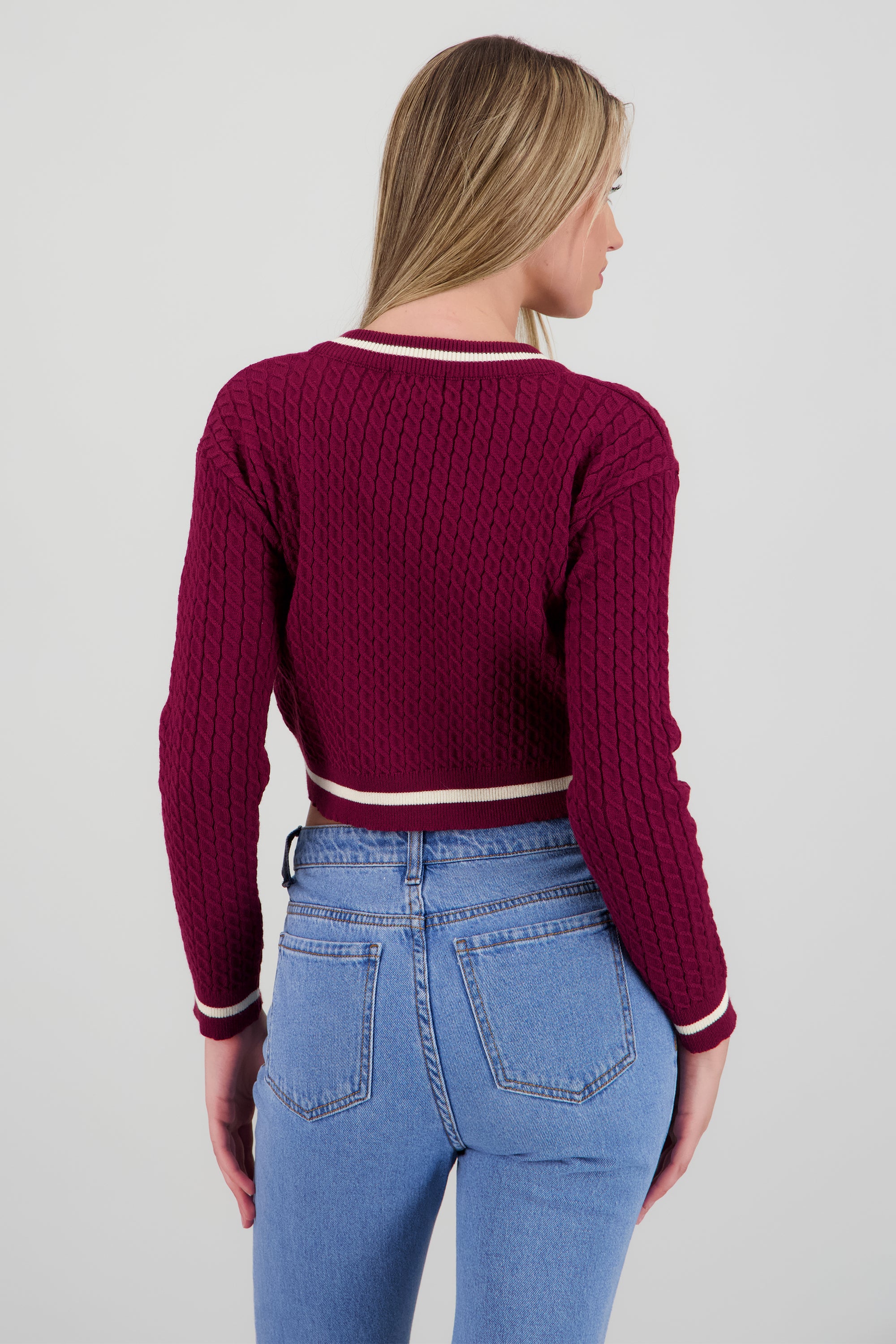 Sueter cardigan con contraste - Image 4