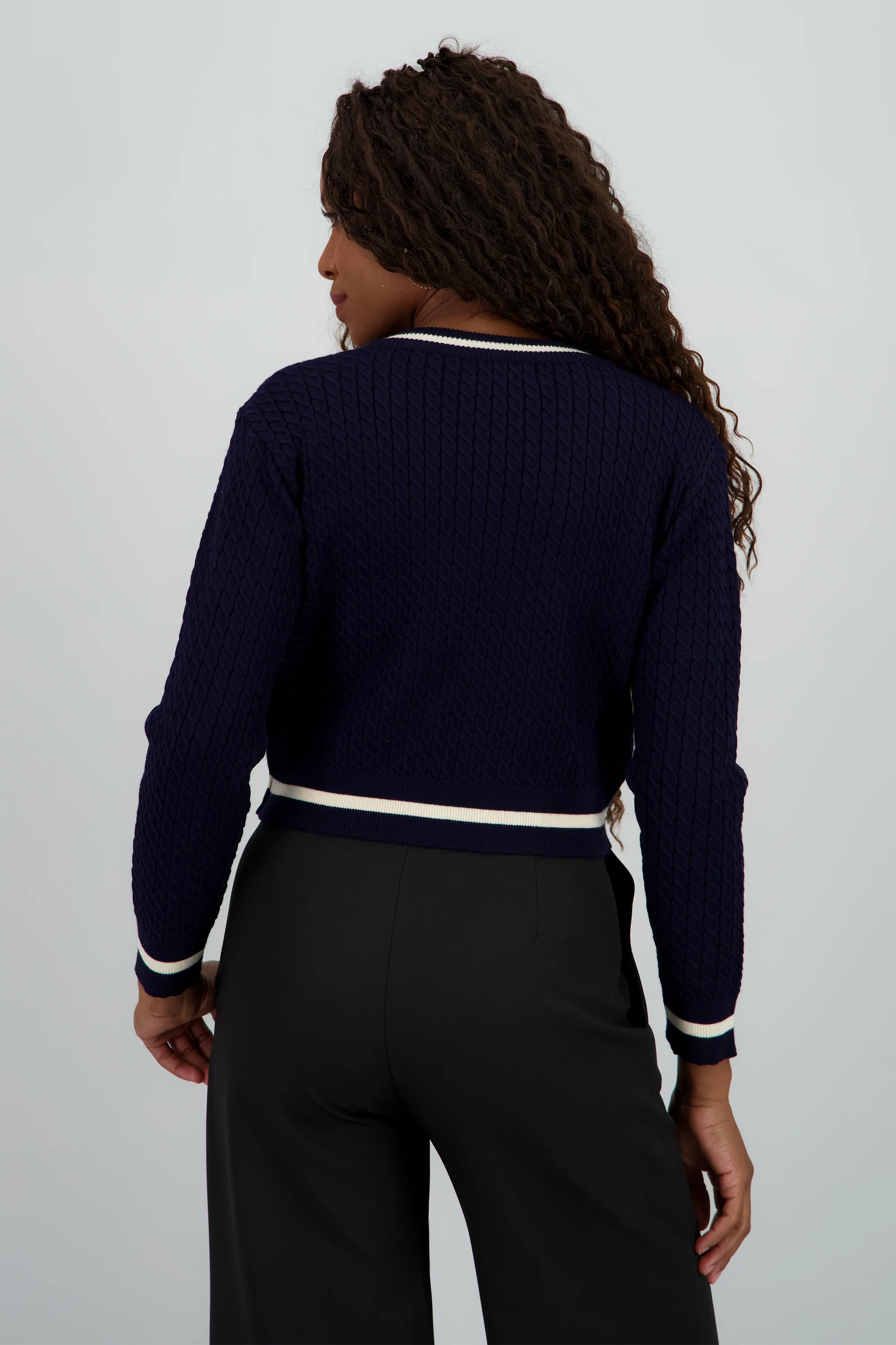 Sueter cardigan con contraste - Image 4