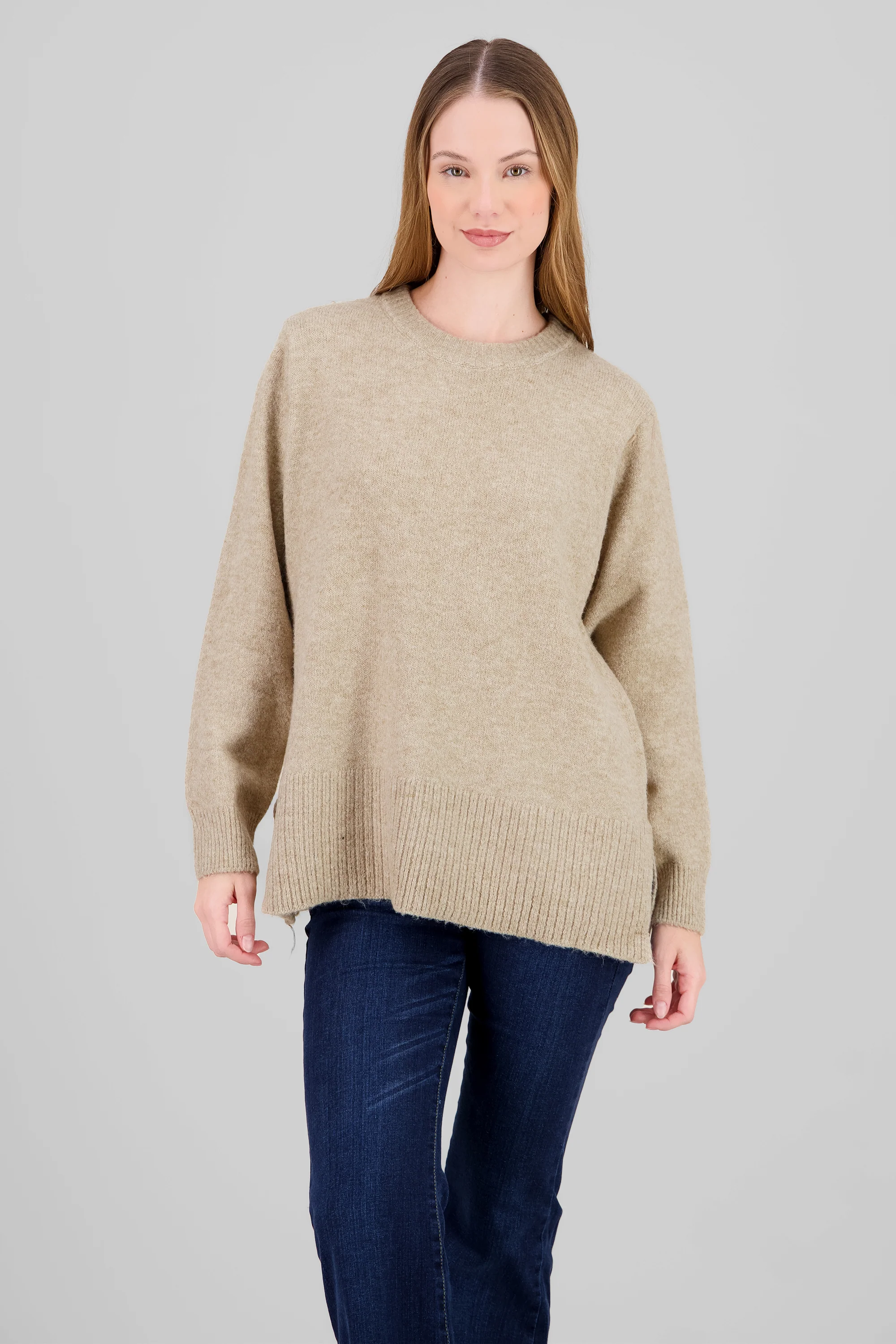 Sueter cuello redondo oversized liso