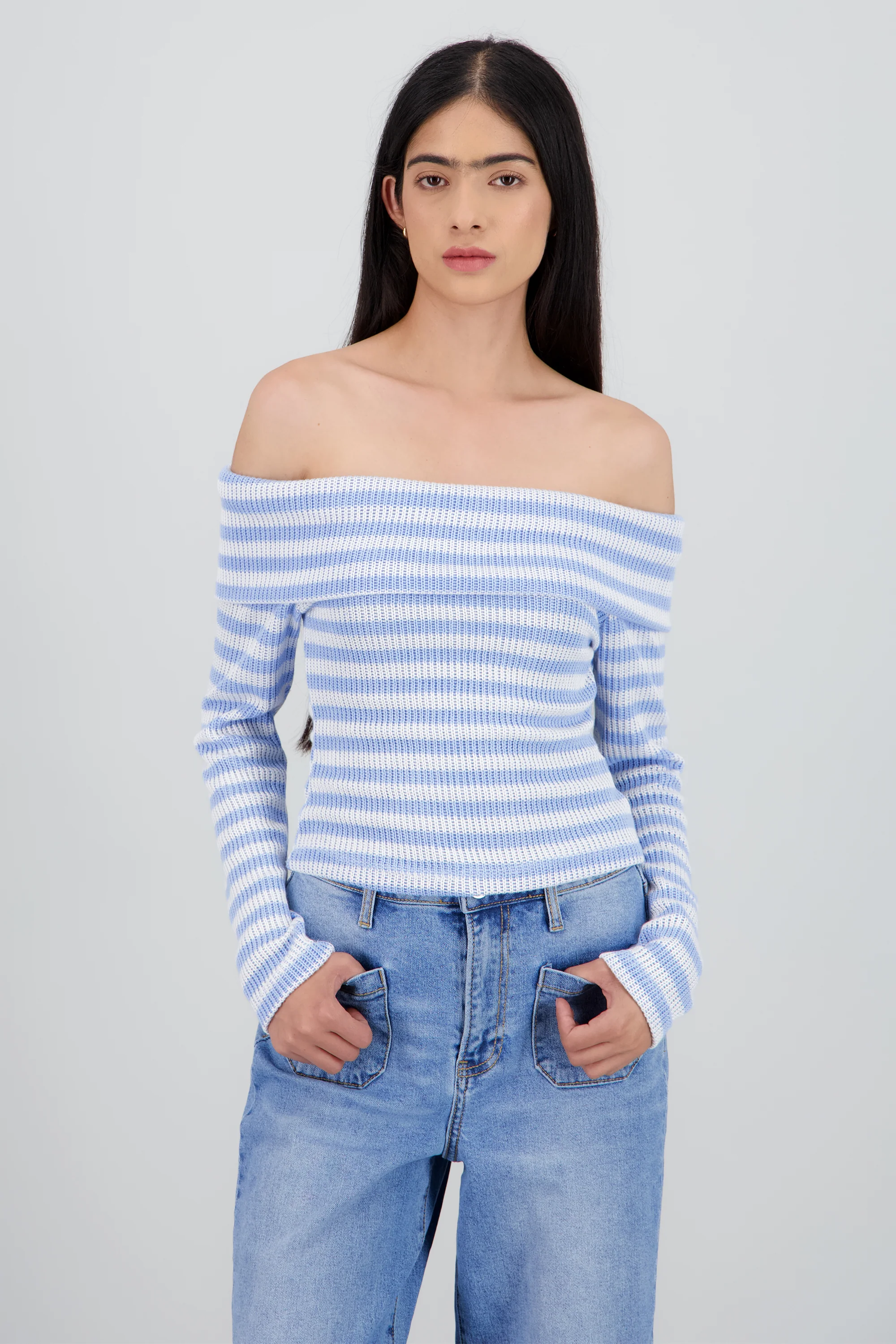 Sueter off shoulder rayas - Image 2
