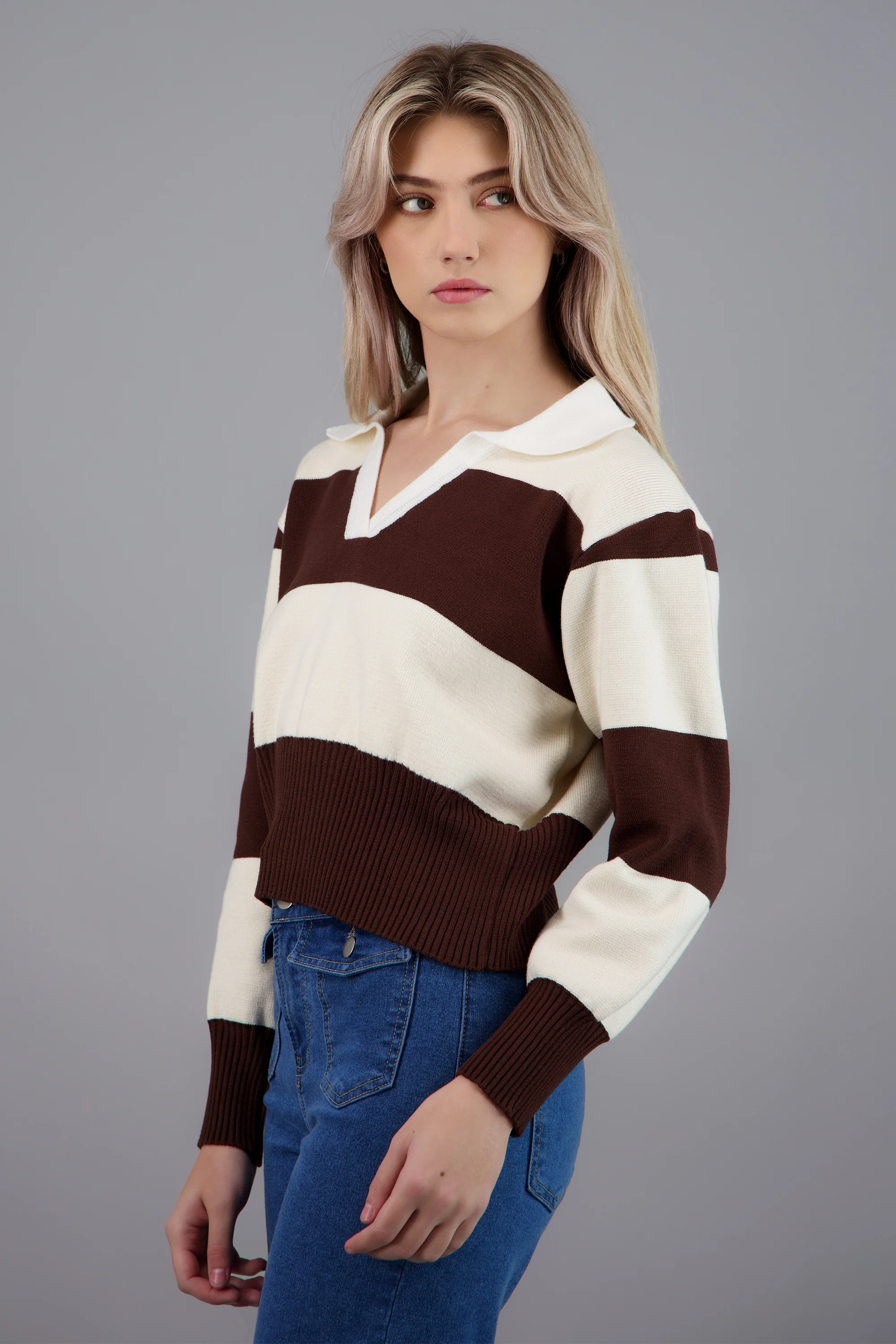 suéter rayas cuello polo - Image 4