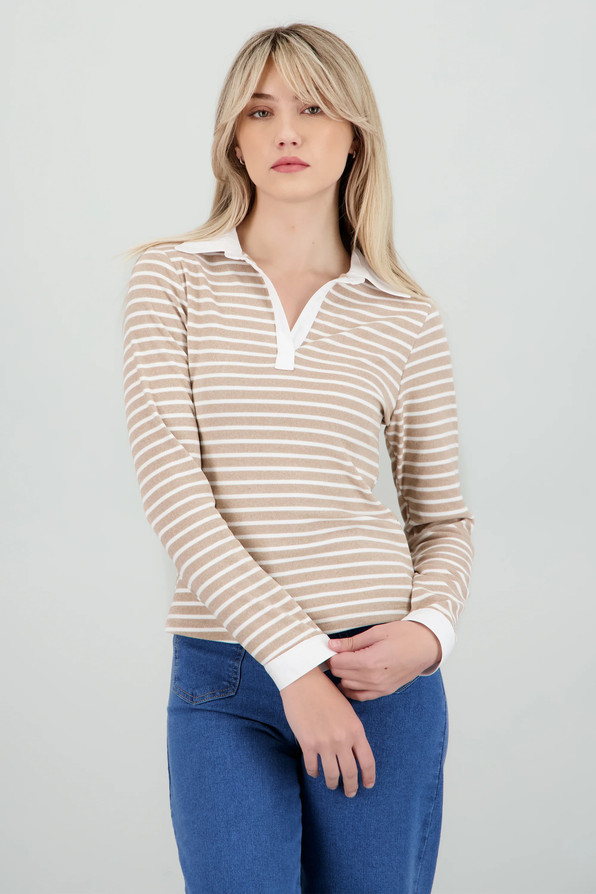 sueter rib polo rayas