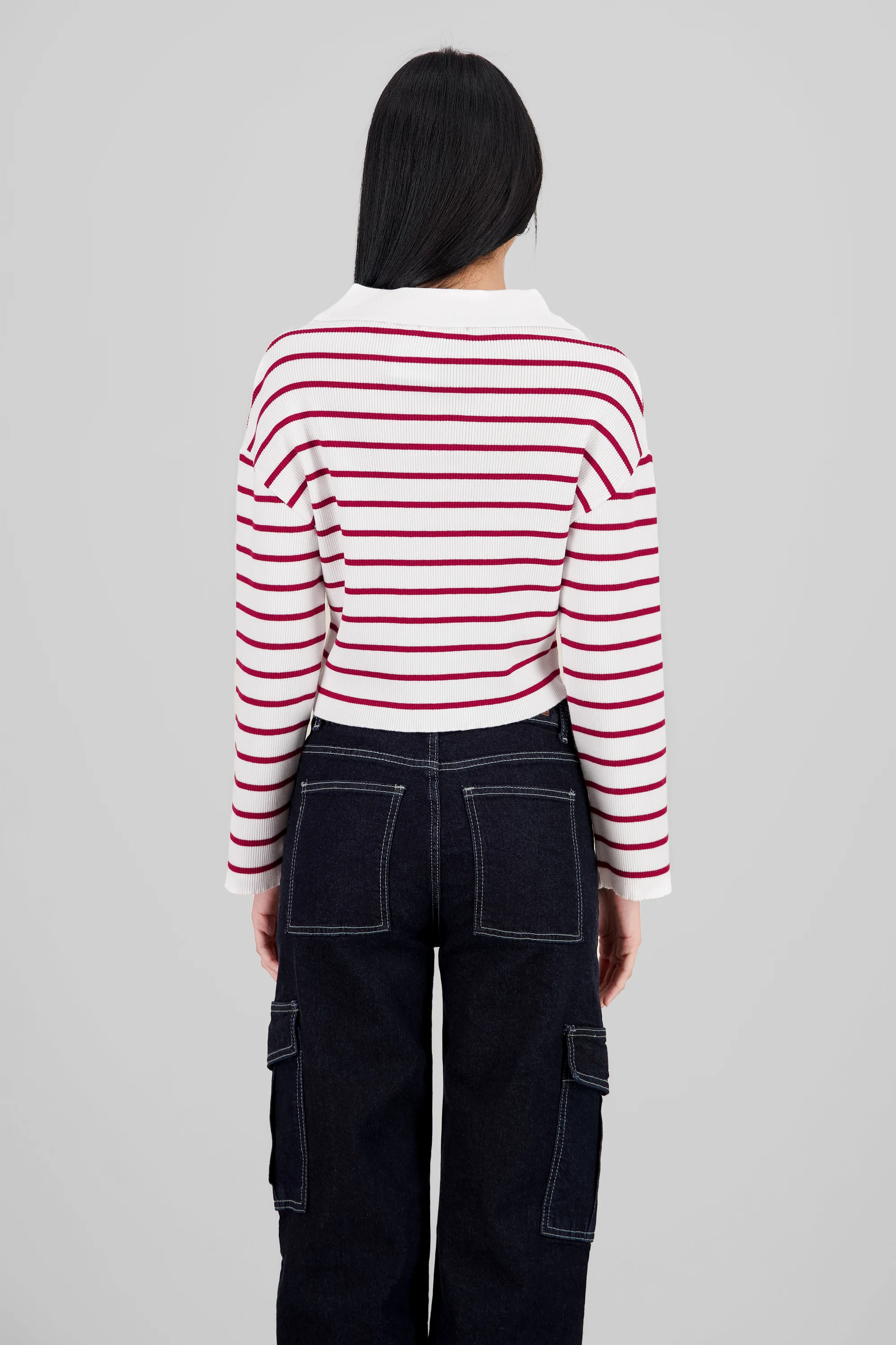 Sueter tejido cuello polo rayas - Image 4