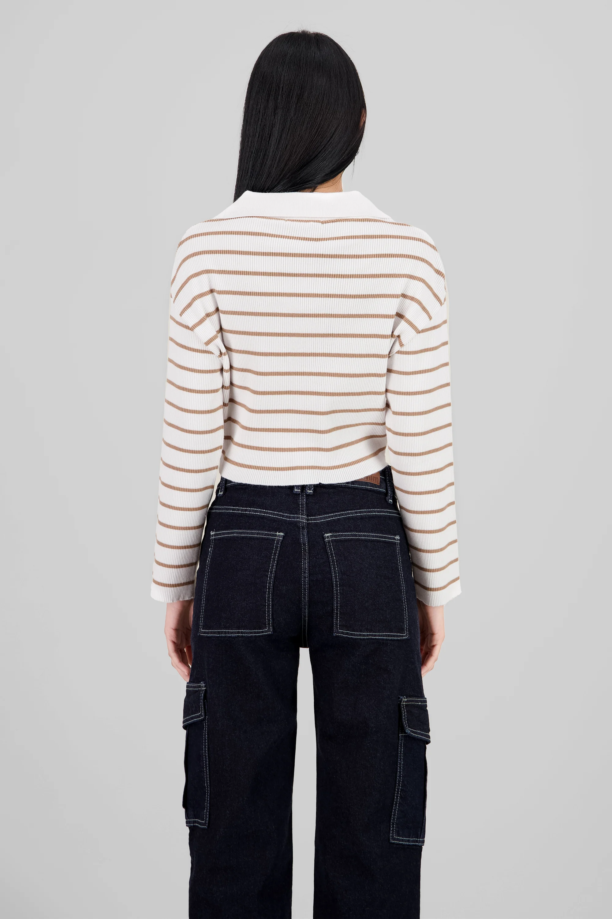 Sueter tejido cuello polo rayas - Image 4