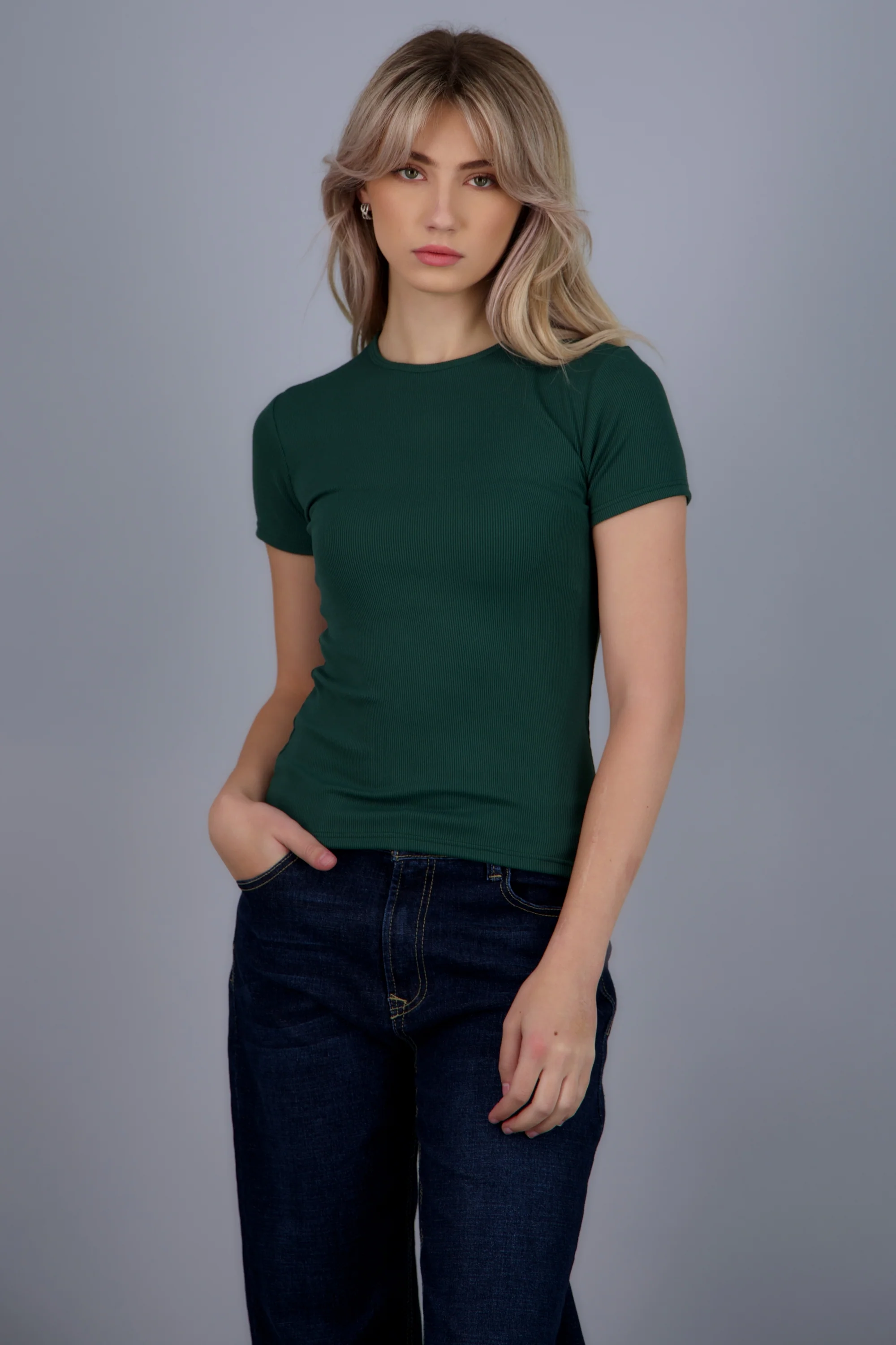 T-shirt manga corta cuello redondo rib