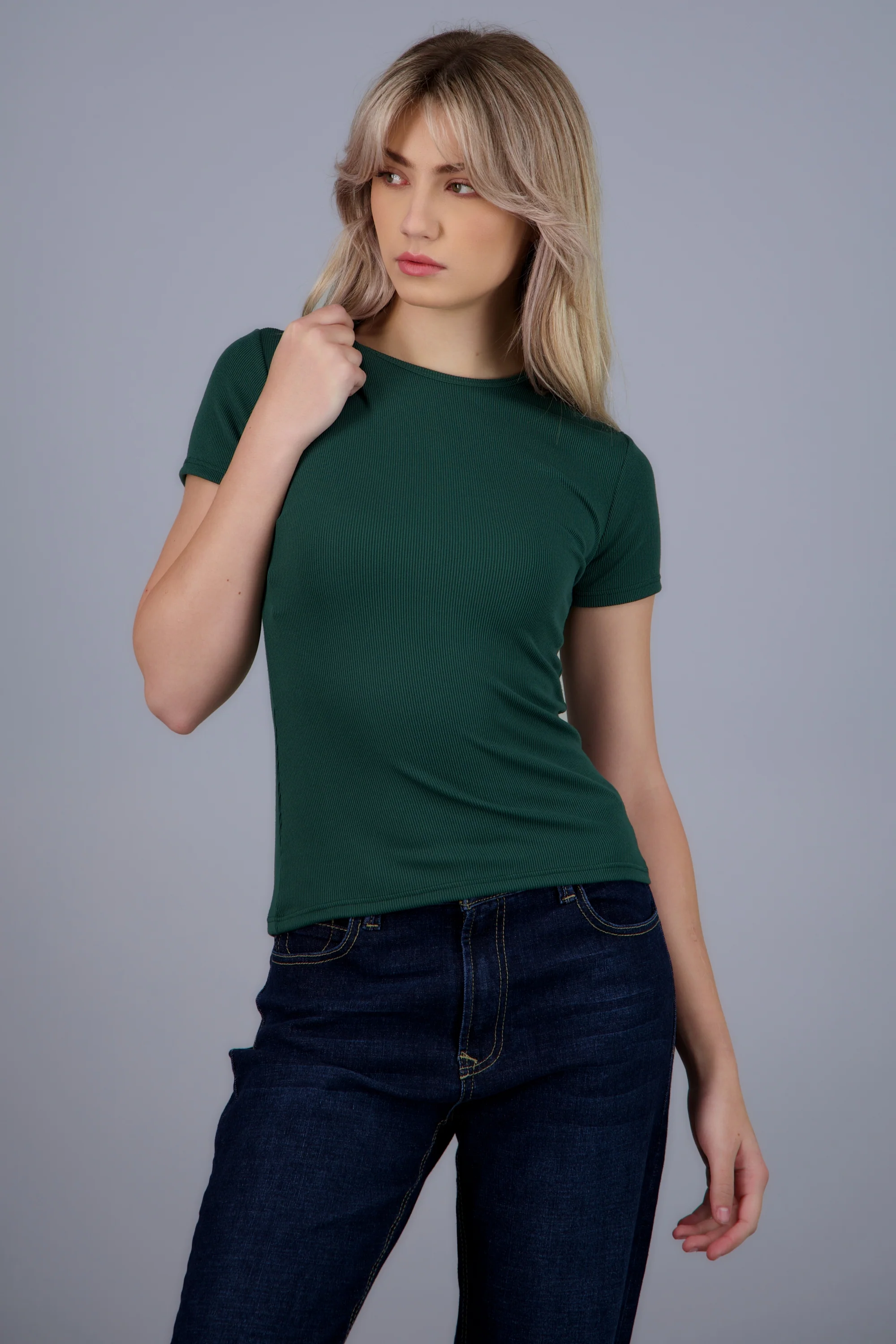 T-shirt manga corta cuello redondo rib - Image 3