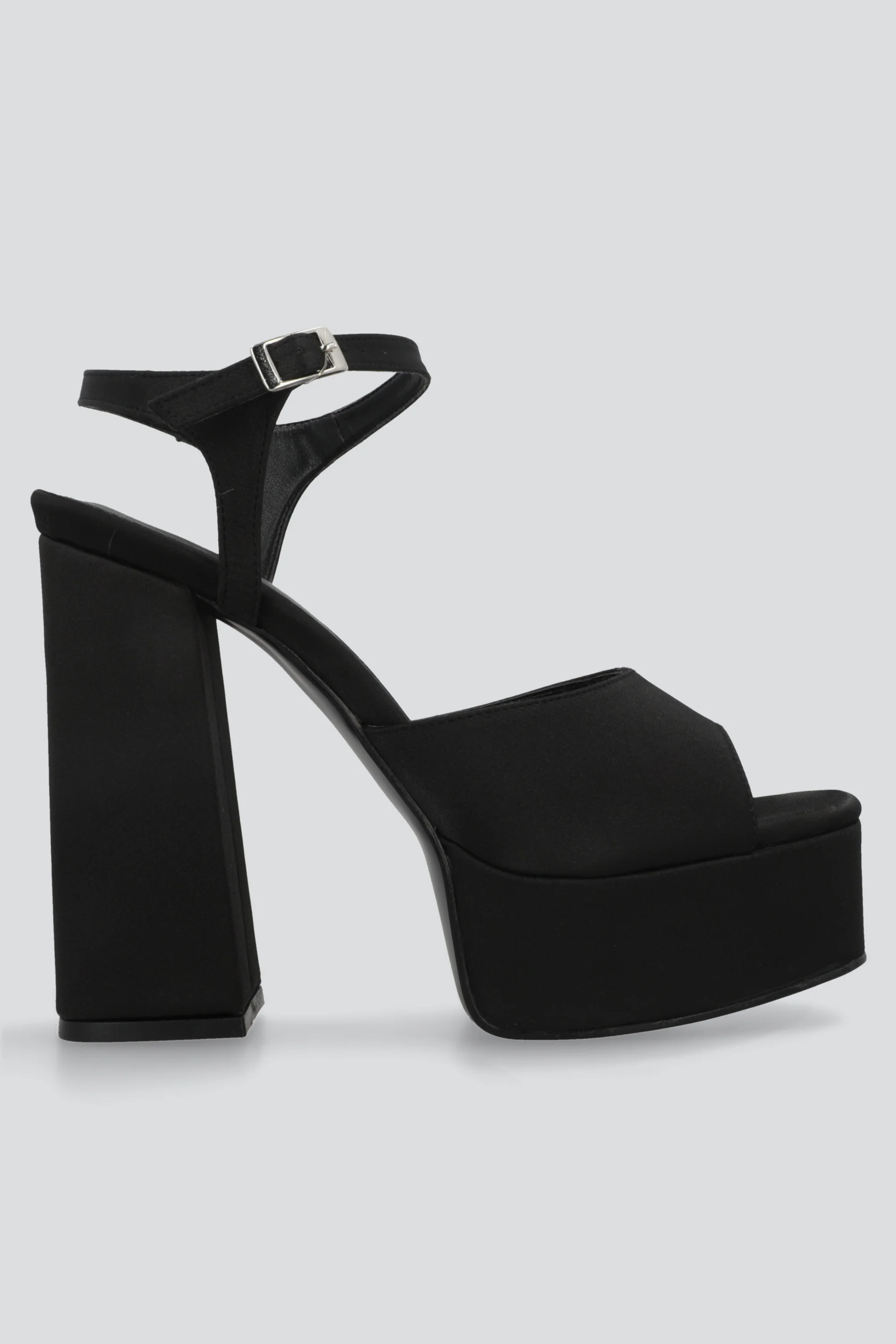 Tacon peep toe plataforma satin