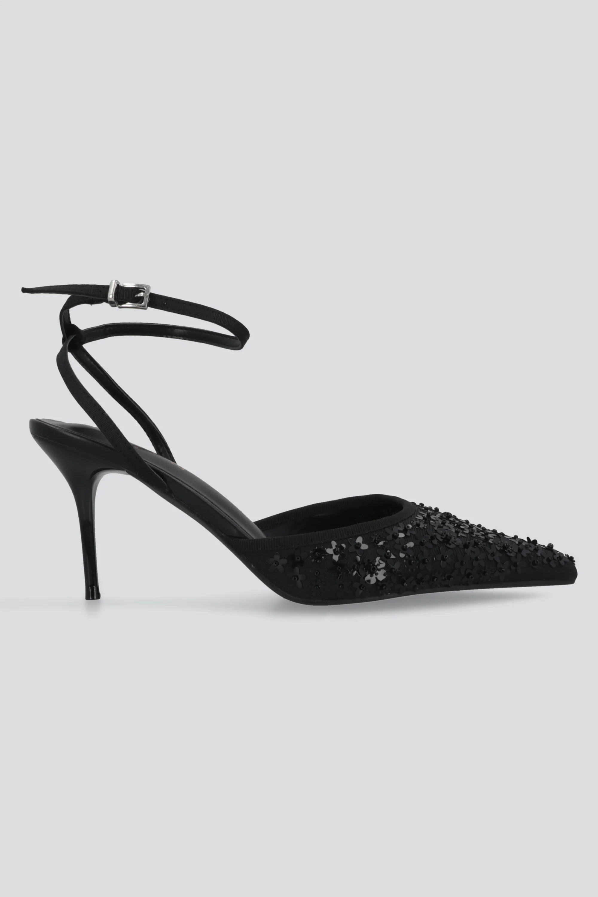 Tacon pointy lentejuelas flores