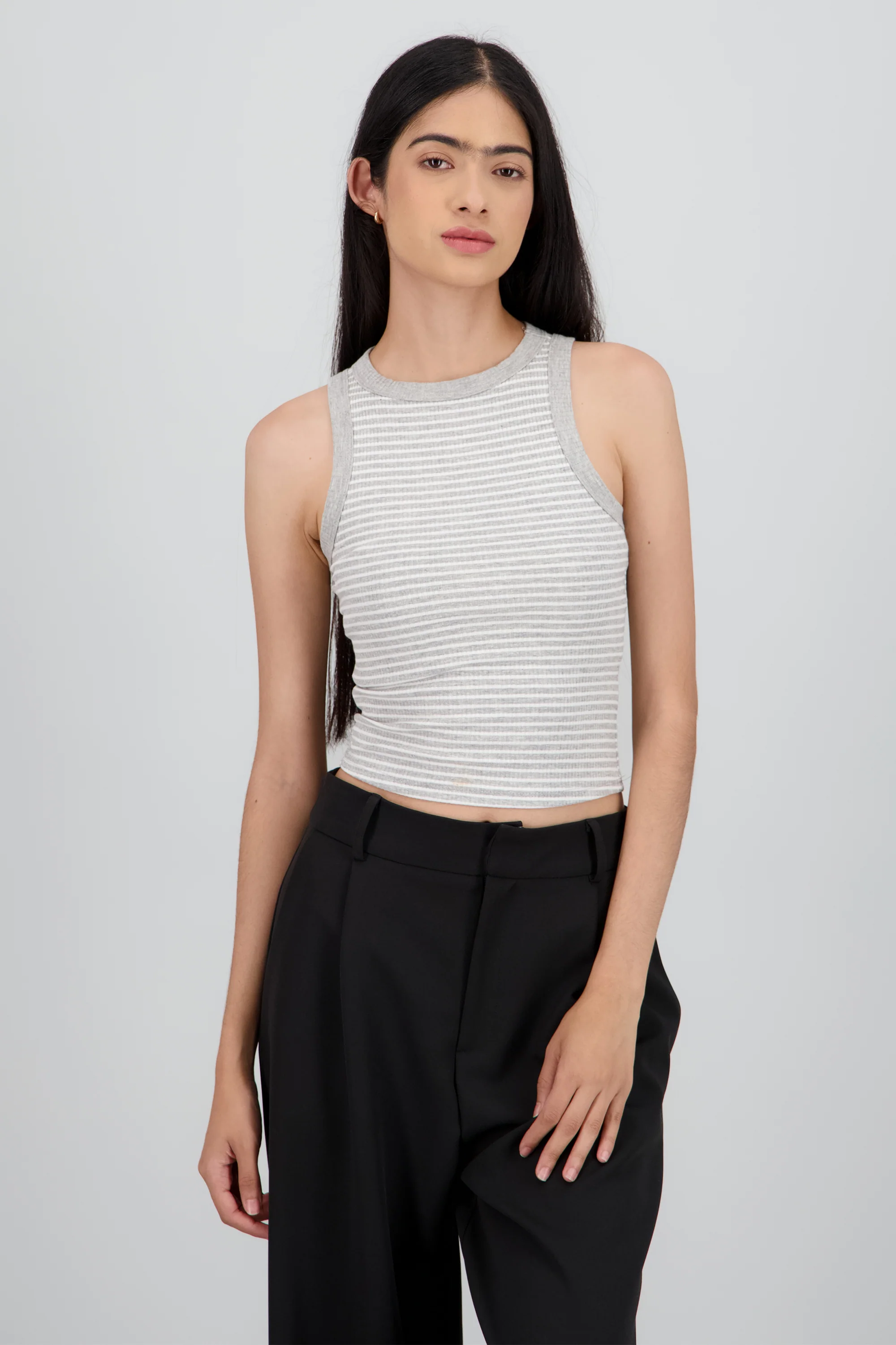 Tank top rib rayas