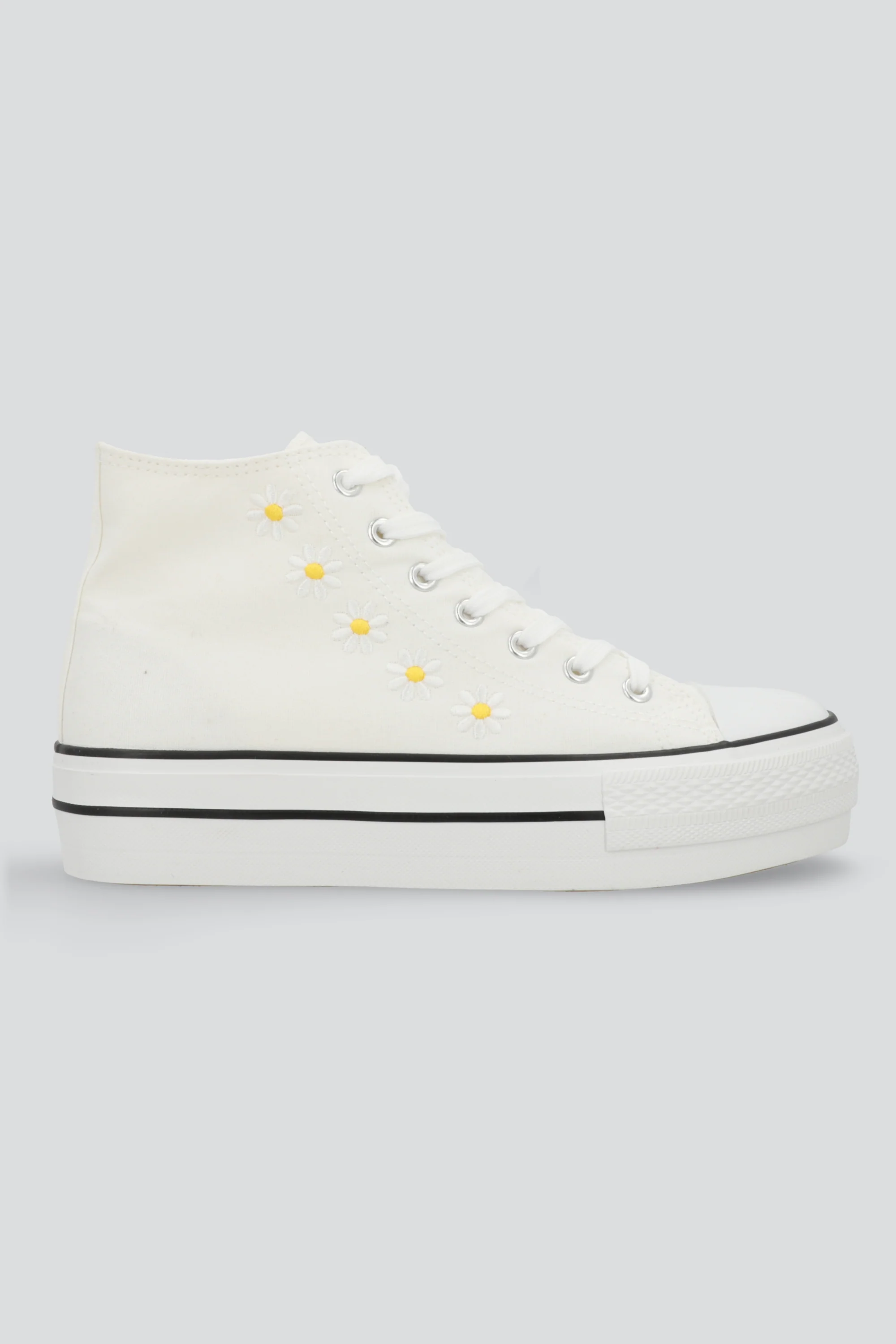 Tenis canvas margaritas plataforma