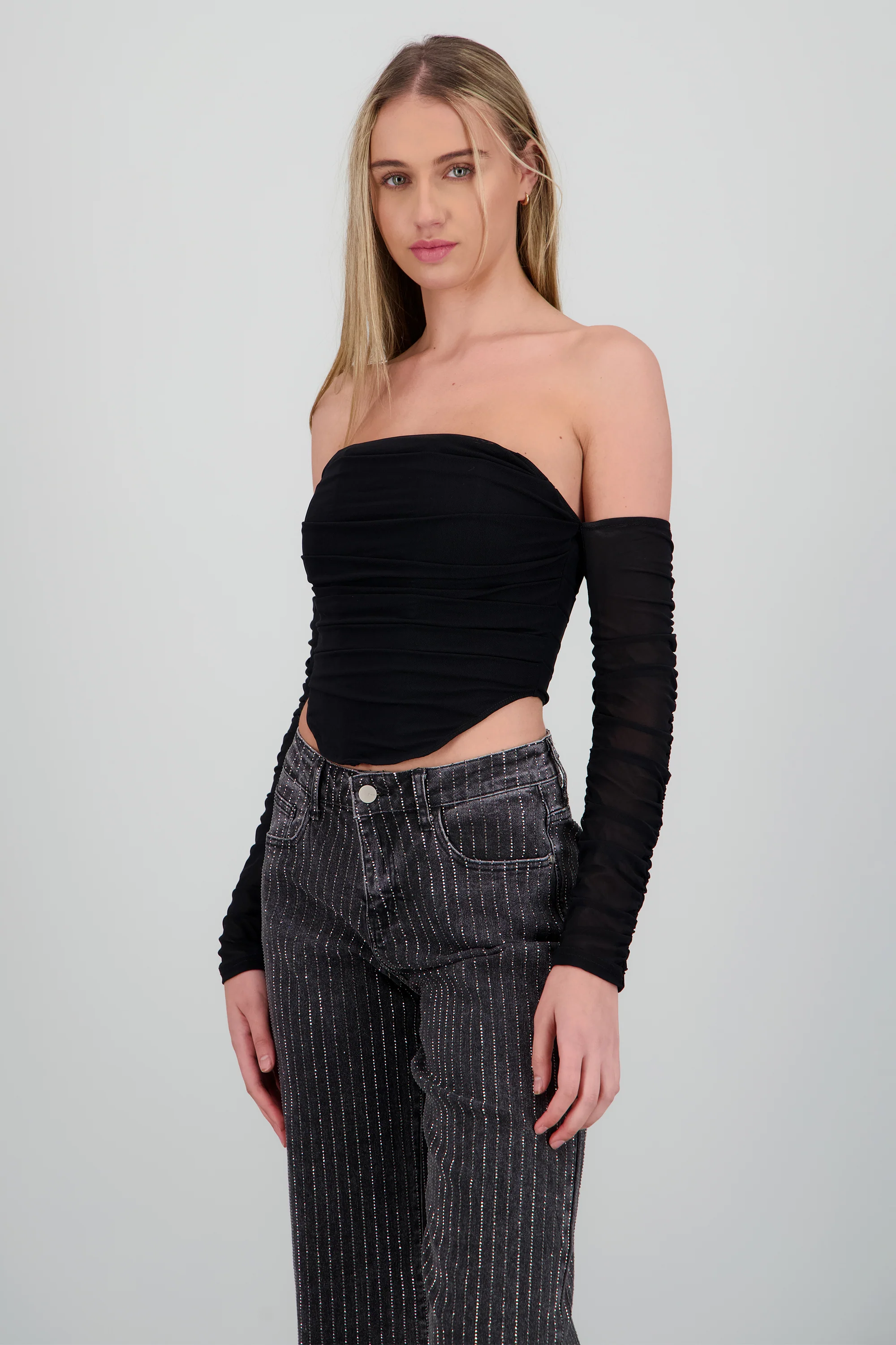 Top bandeau con mangas fruncido - Image 2