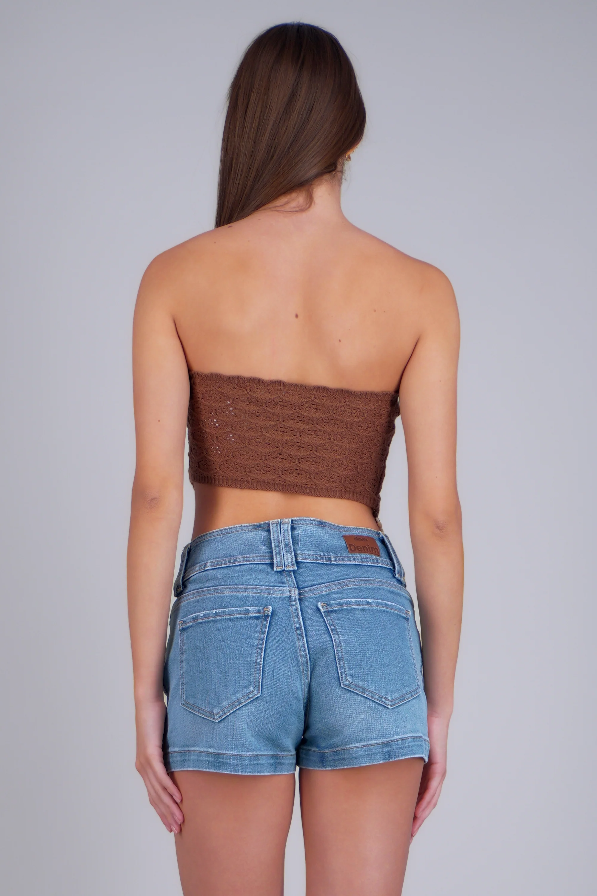 Top bandeau tejido crochet detalle fleco cuentas - Image 4