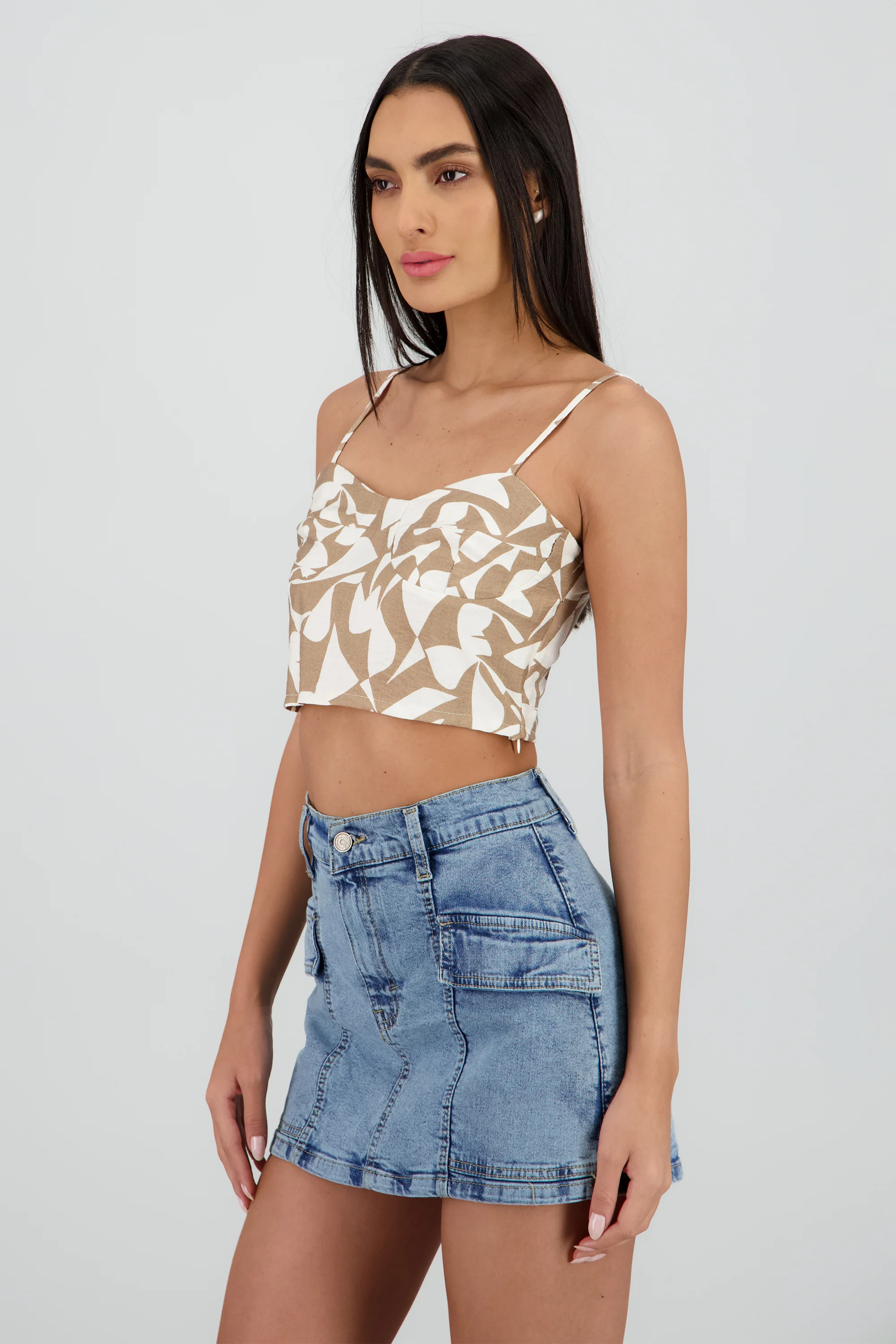 Top crop bustier estampado geometrico - Image 3