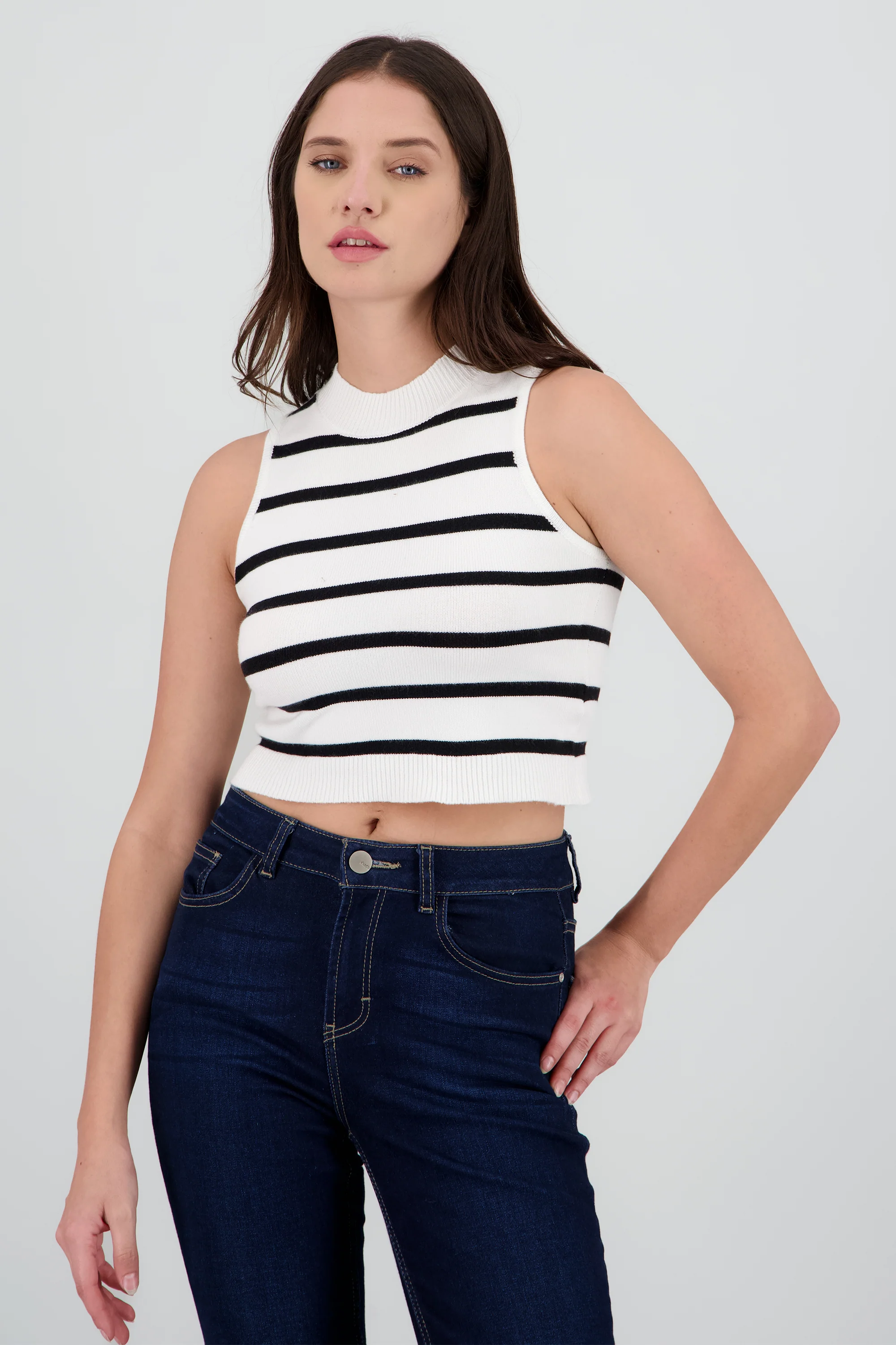 Top crop rayas cuello alto - Image 2