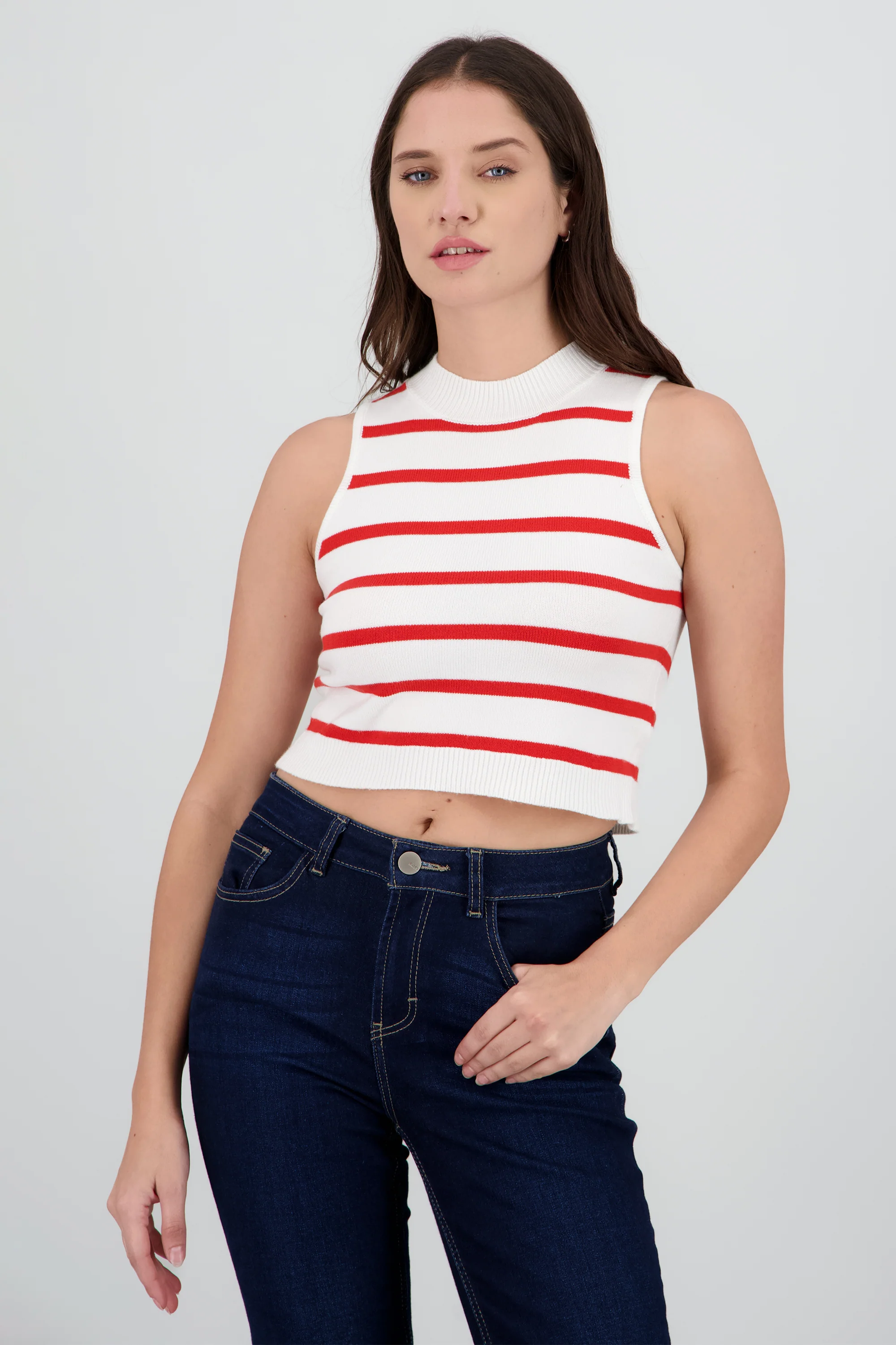 Top crop rayas cuello alto - Image 2