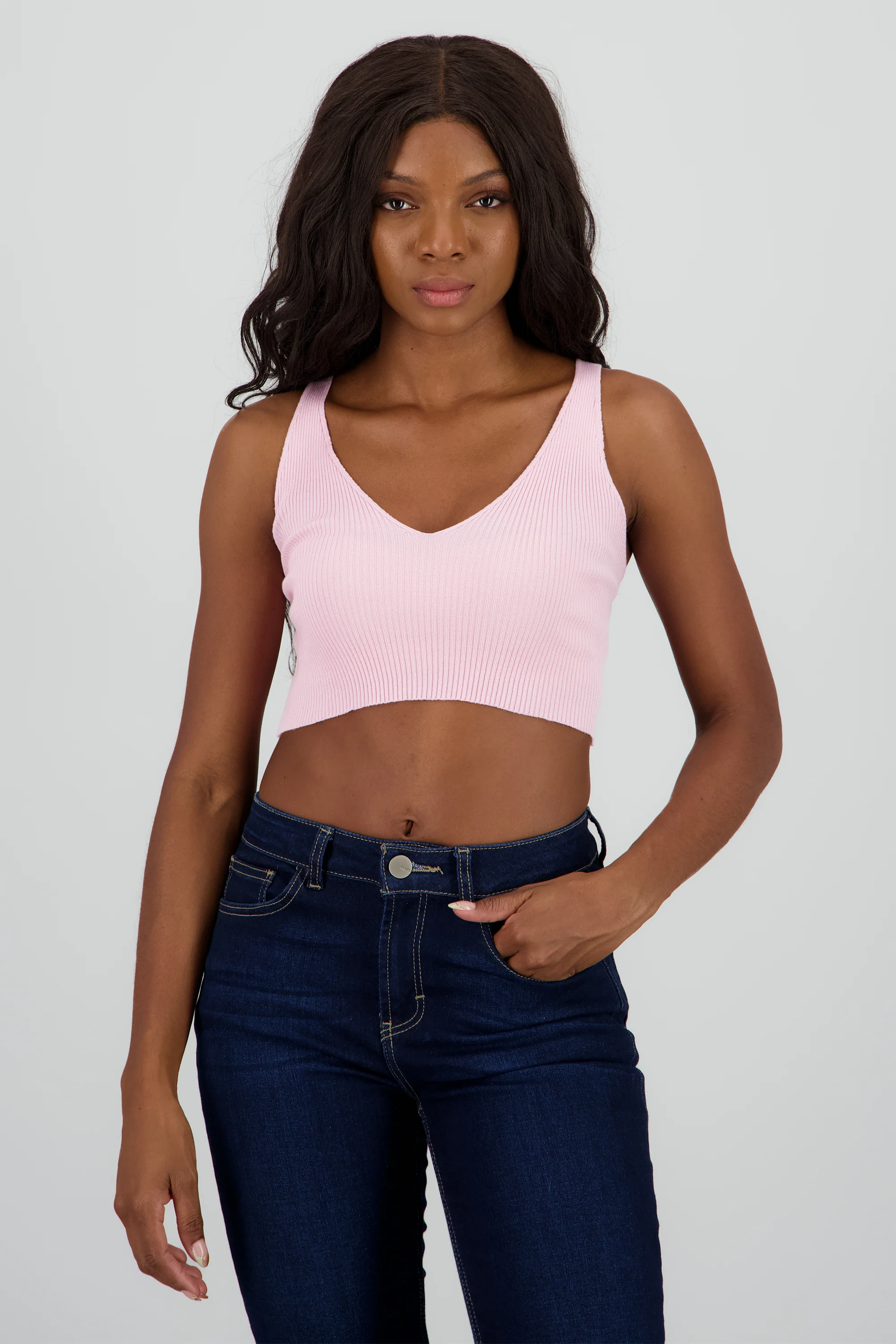 Top crop tirantes tejido