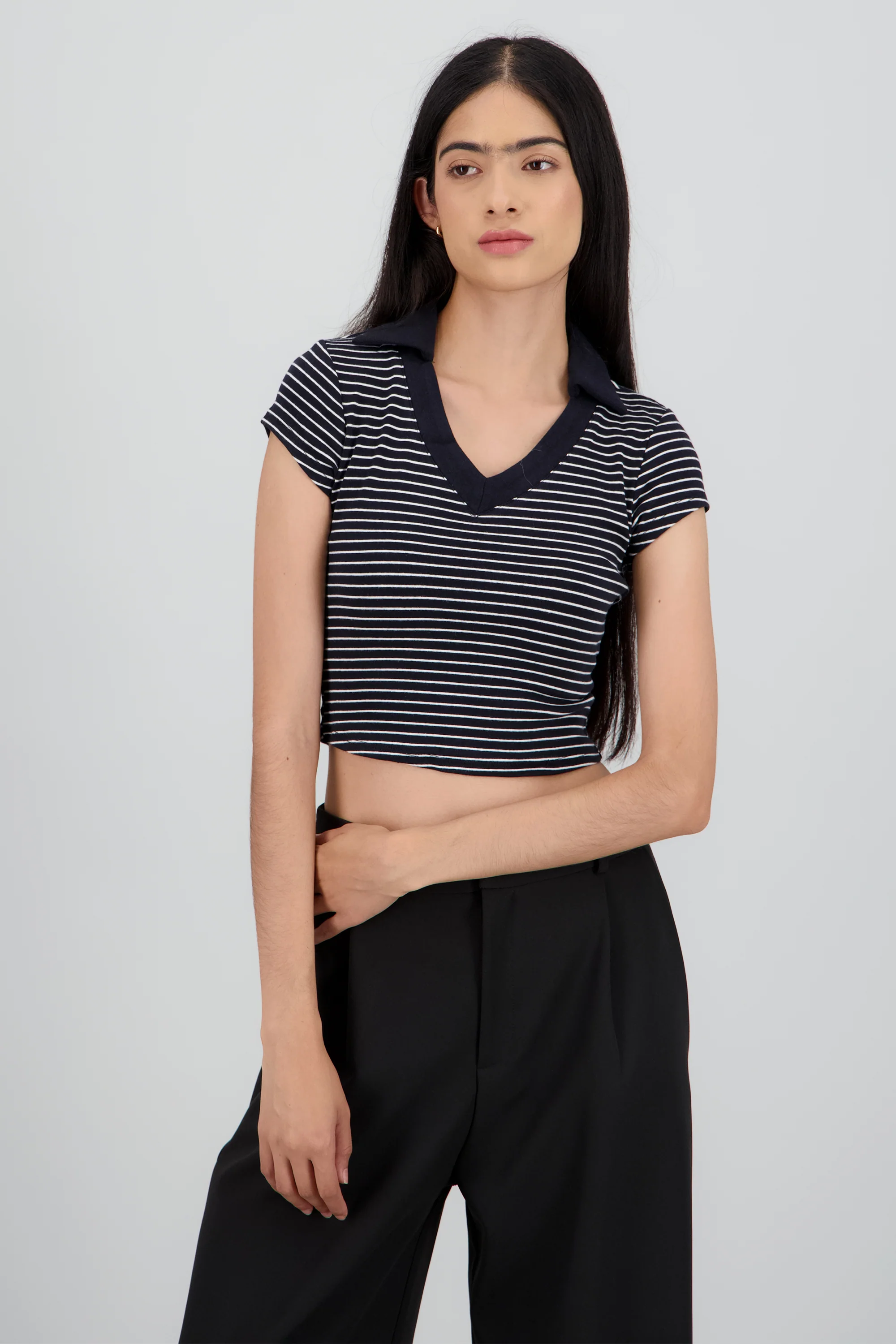 Top cuello camisero rayas - Image 2